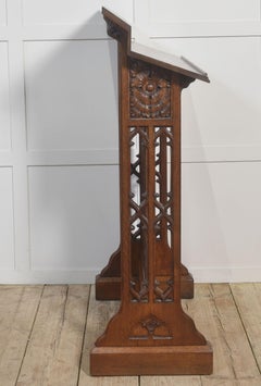 Carved Oak Lectern In The Gothic Revival Style