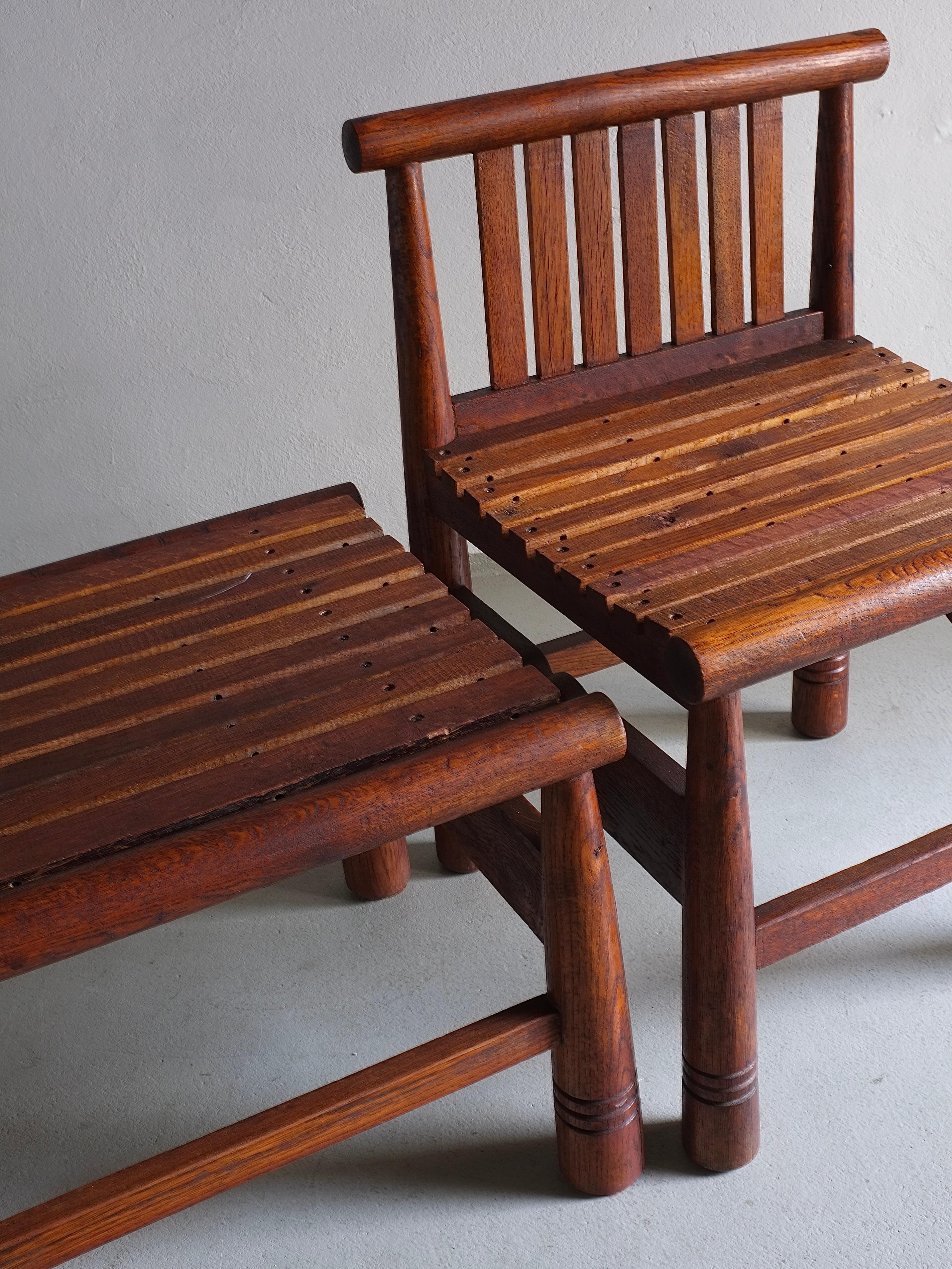 Carved Oak Low Back Chair, France, 1960s For Sale 5