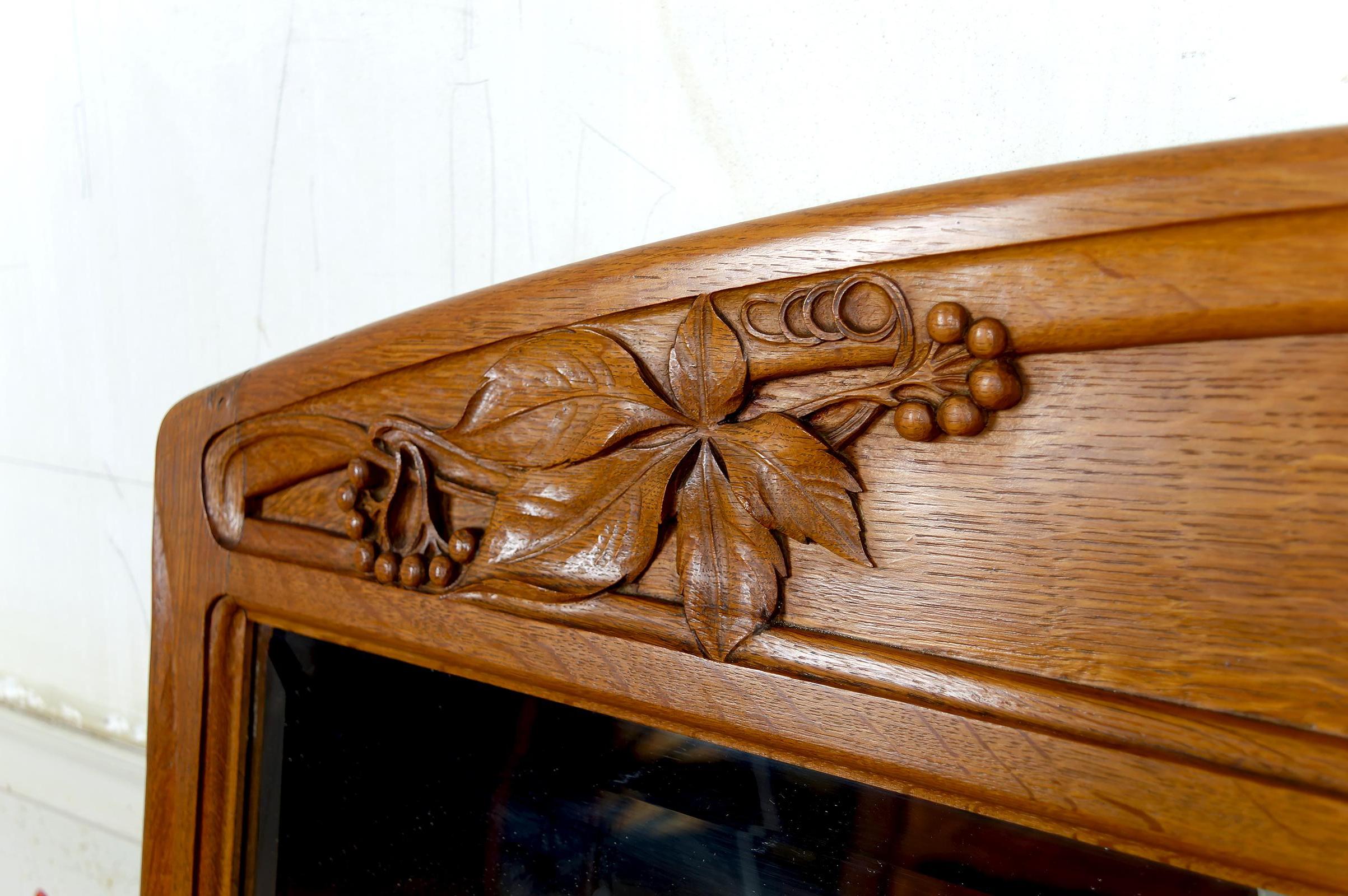 Specchio in Oak intagliato sul tema della vite, di Gauthier-Poinsignon, Art Nouveau in vendita 4