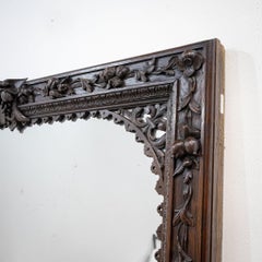 Carved Oak Mirror with Mercury Plate Glass
