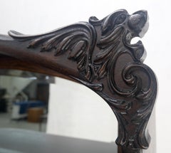 Carved Oak Mirrored Gallery Top Curved Glass Display Curio Showcase Cabinet