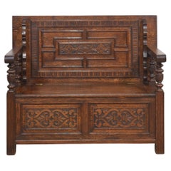 Antique Carved oak monk’s bench