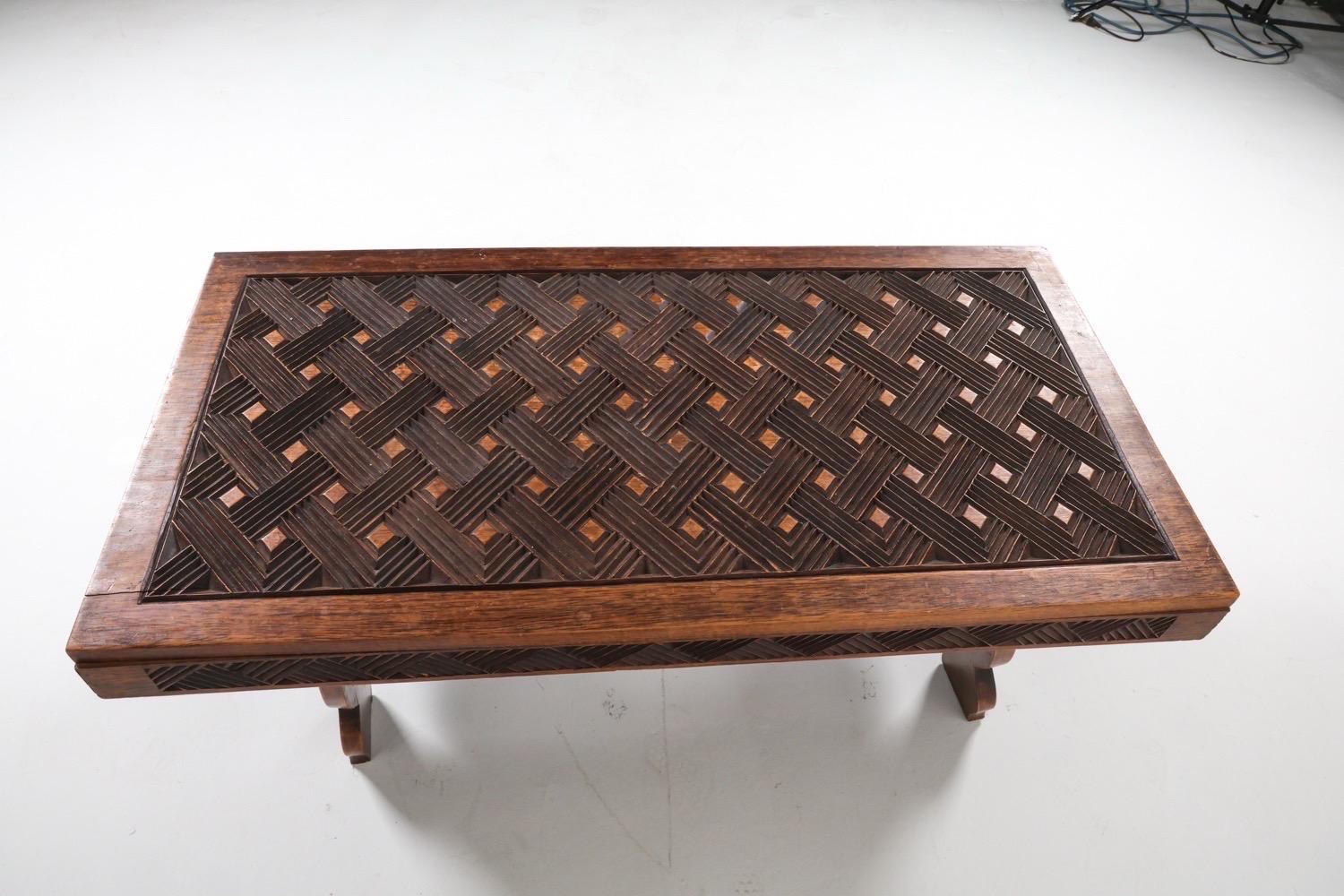 Carved Oak Moorish Style Coffee Table 7