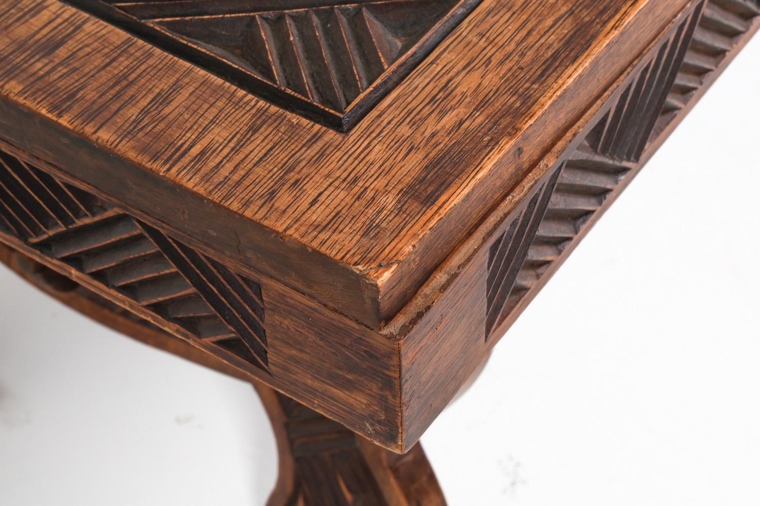 Hand-Carved Carved Oak Moorish Style Coffee Table