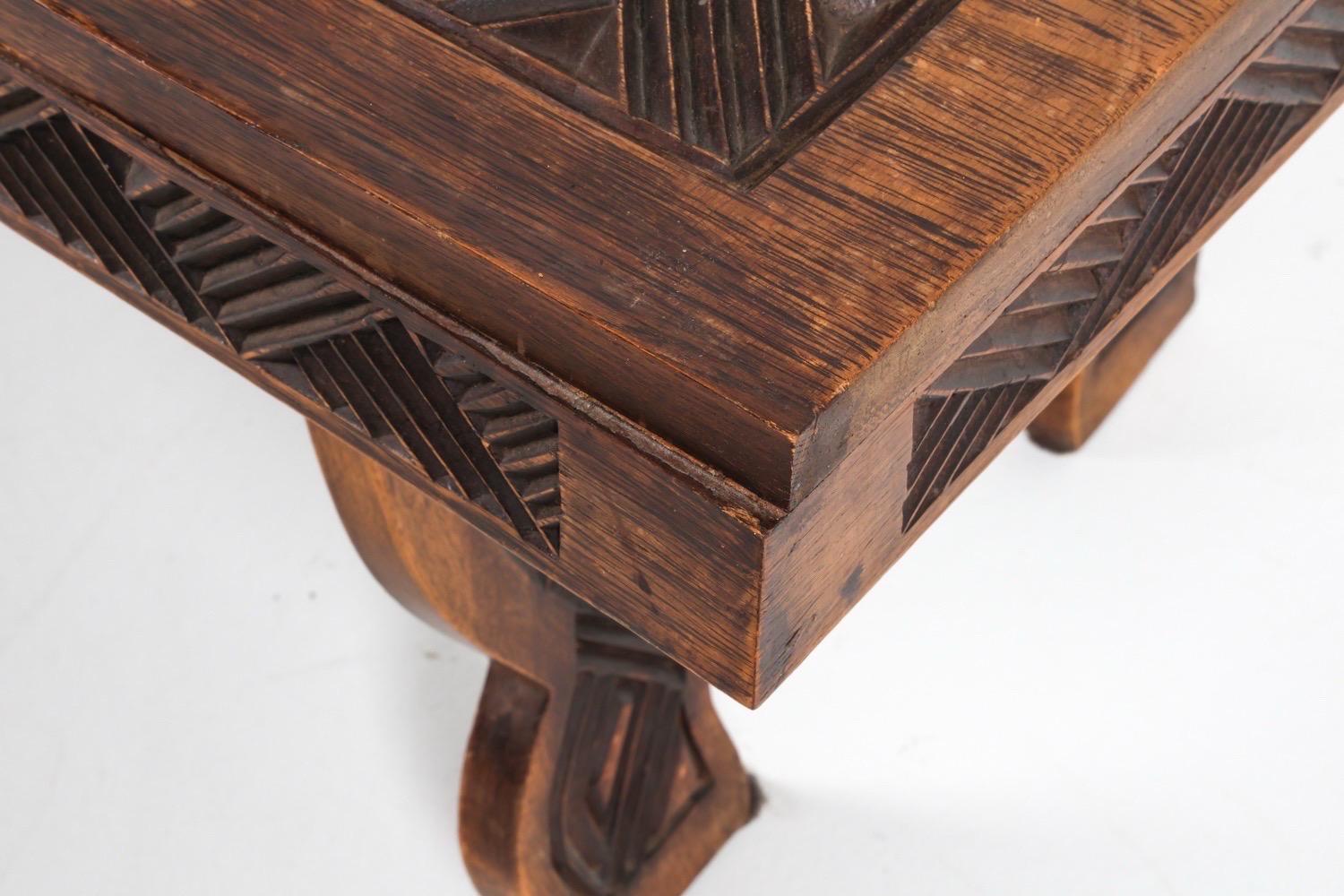 Carved Oak Moorish Style Coffee Table 1