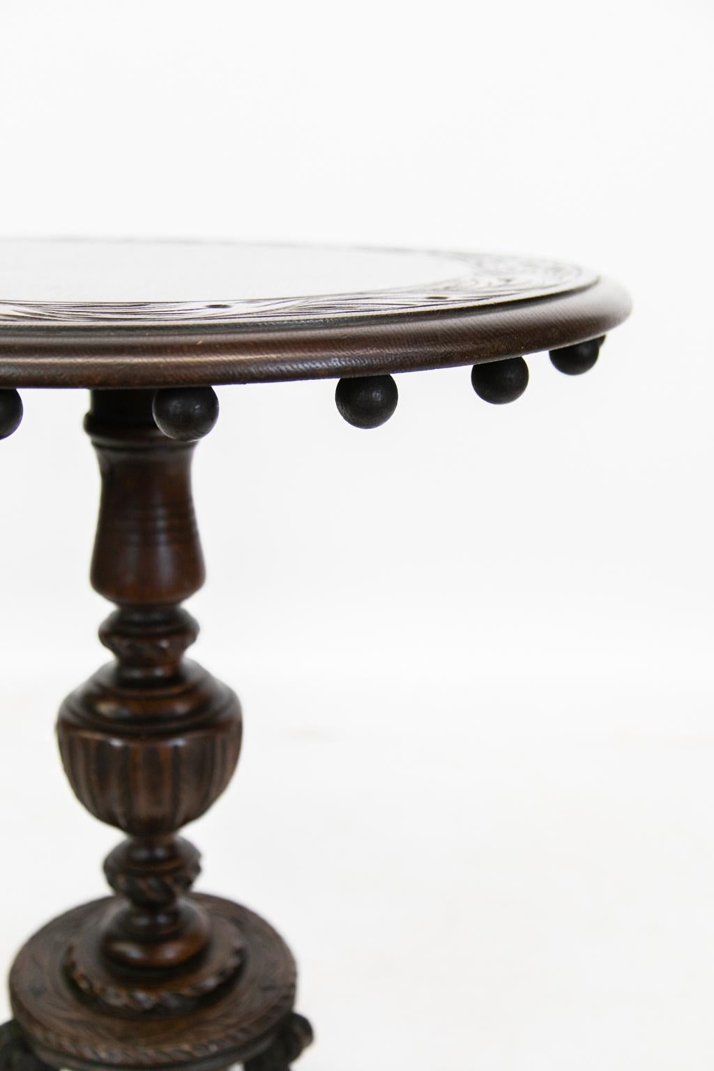 Hand-Carved Carved Oak Occasional Table
