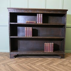 Carved Oak Open Bookcase.