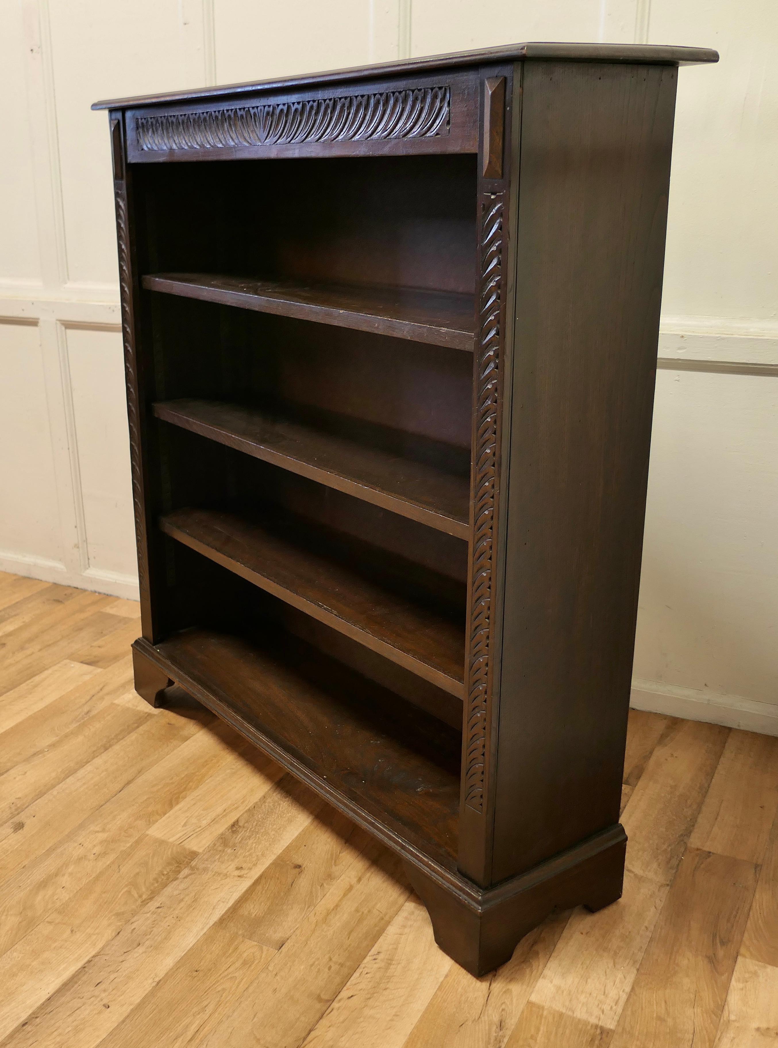Carved Oak Open Bookcase In Good Condition For Sale In Chillerton, Isle of Wight