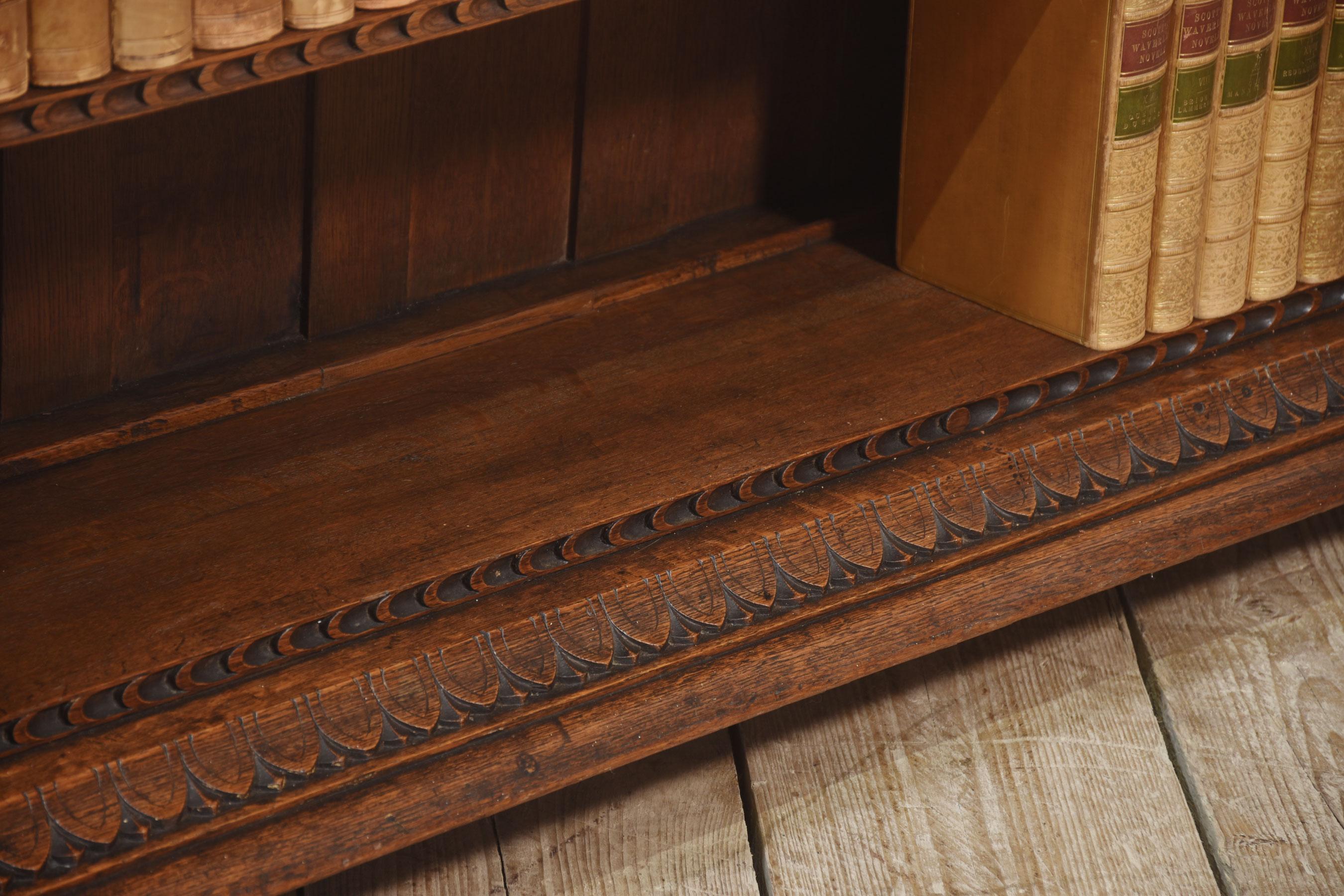 Carved Oak Open Bookcase For Sale 1