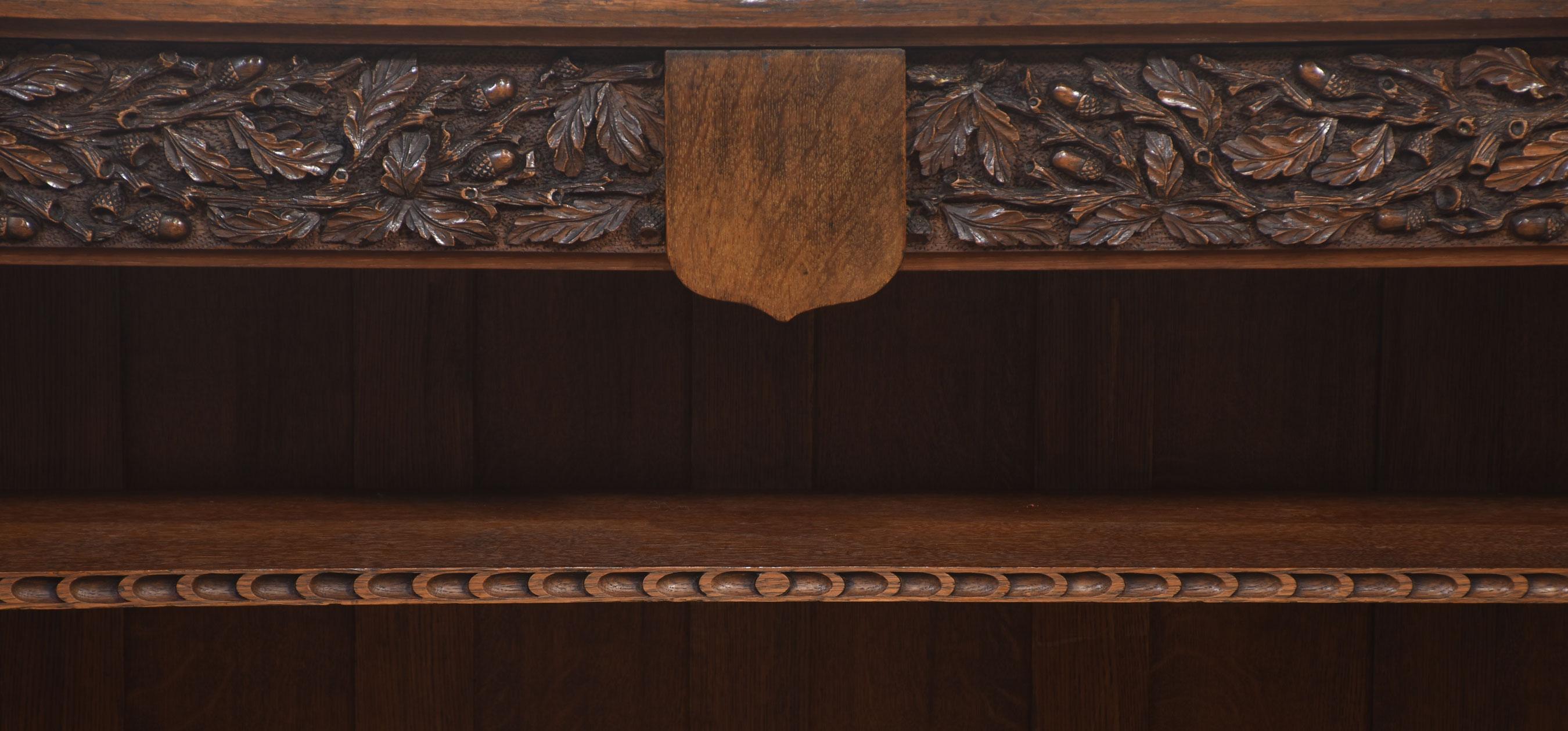 Carved Oak Open Bookcase For Sale 3