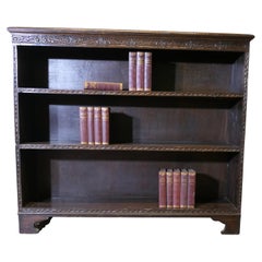 Carved Oak Open Bookcase.