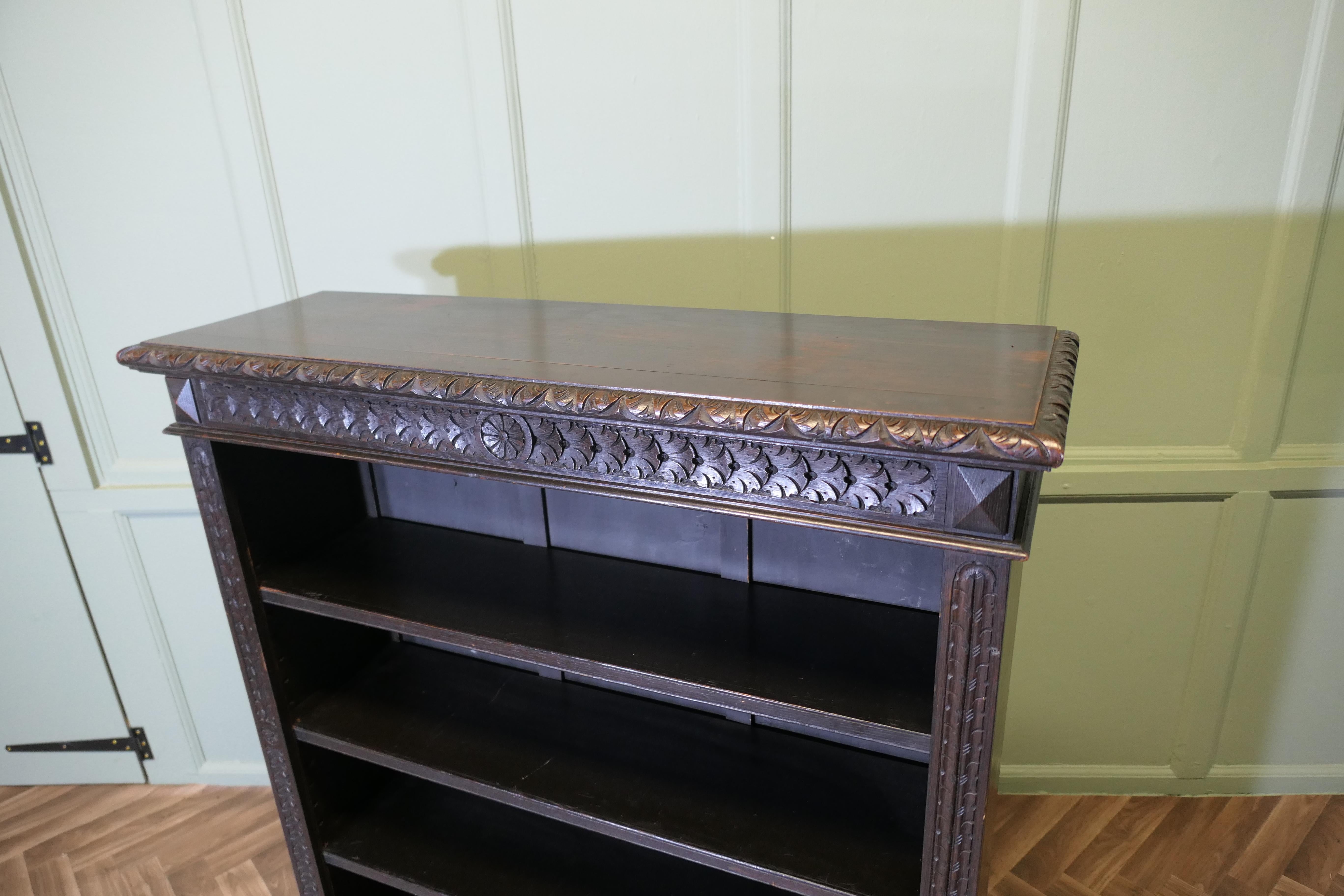 Carved Oak Open Bookcase. The bookcase is good quality im Angebot 1