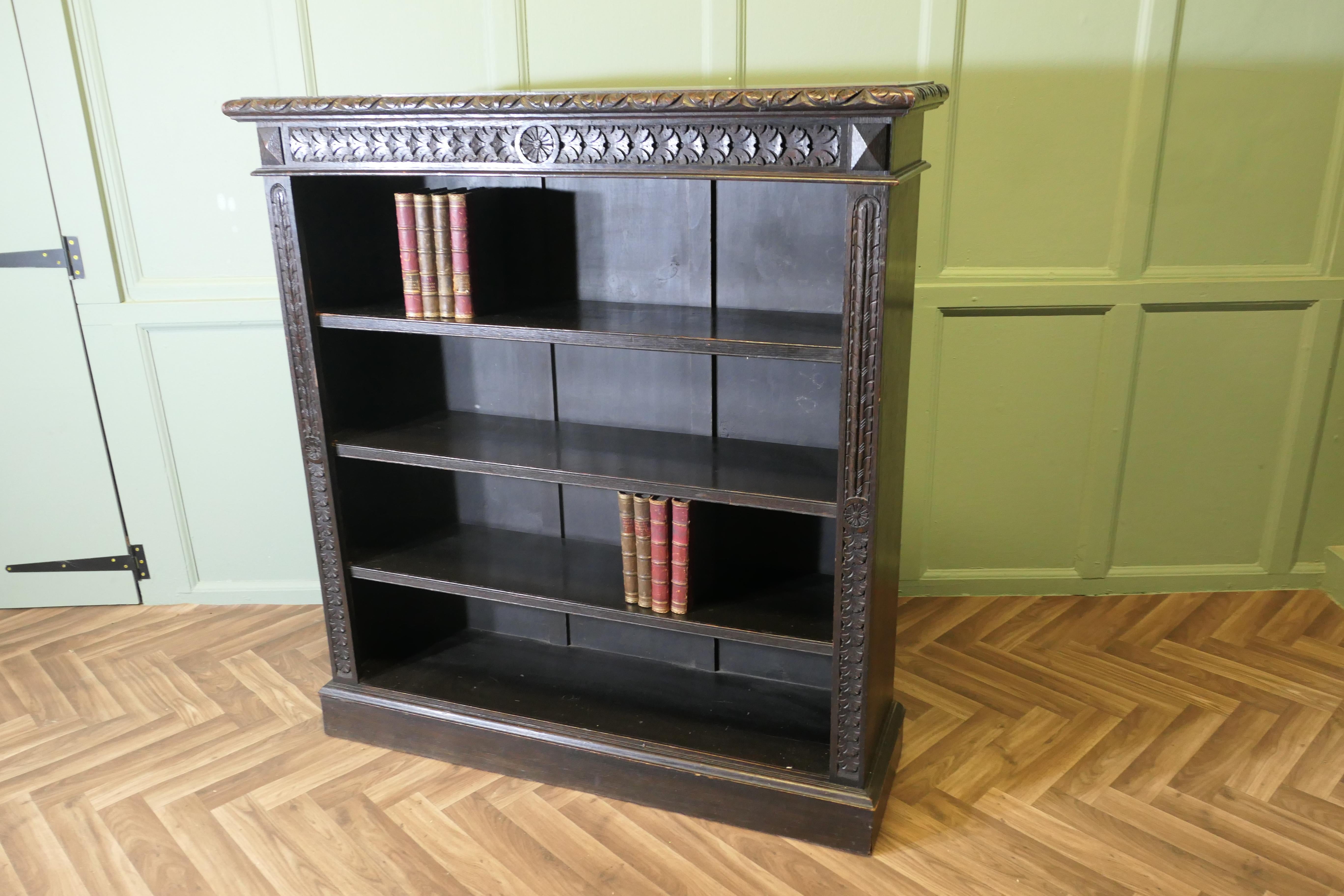 Carved Oak Open Bookcase. The bookcase is good quality im Angebot 3