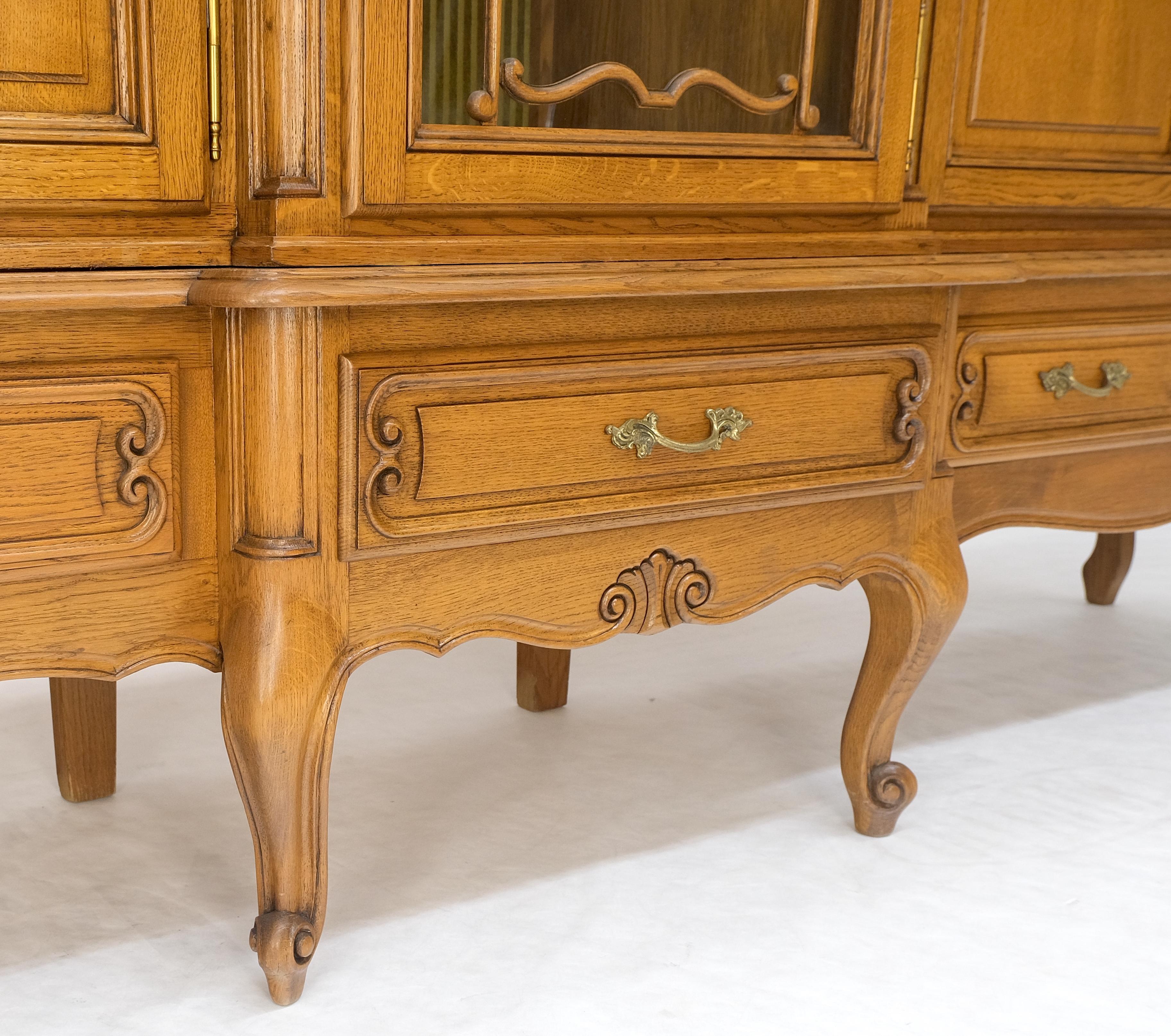 Carved Oak Oversize 5 Doors Long Credenza Cabinet Sideboard w/ Shelves Drawer For Sale 7