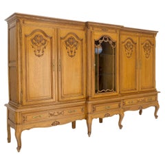 Vintage Carved Oak Oversize 5 Doors Long Credenza Cabinet Sideboard w/ Shelves Drawer 