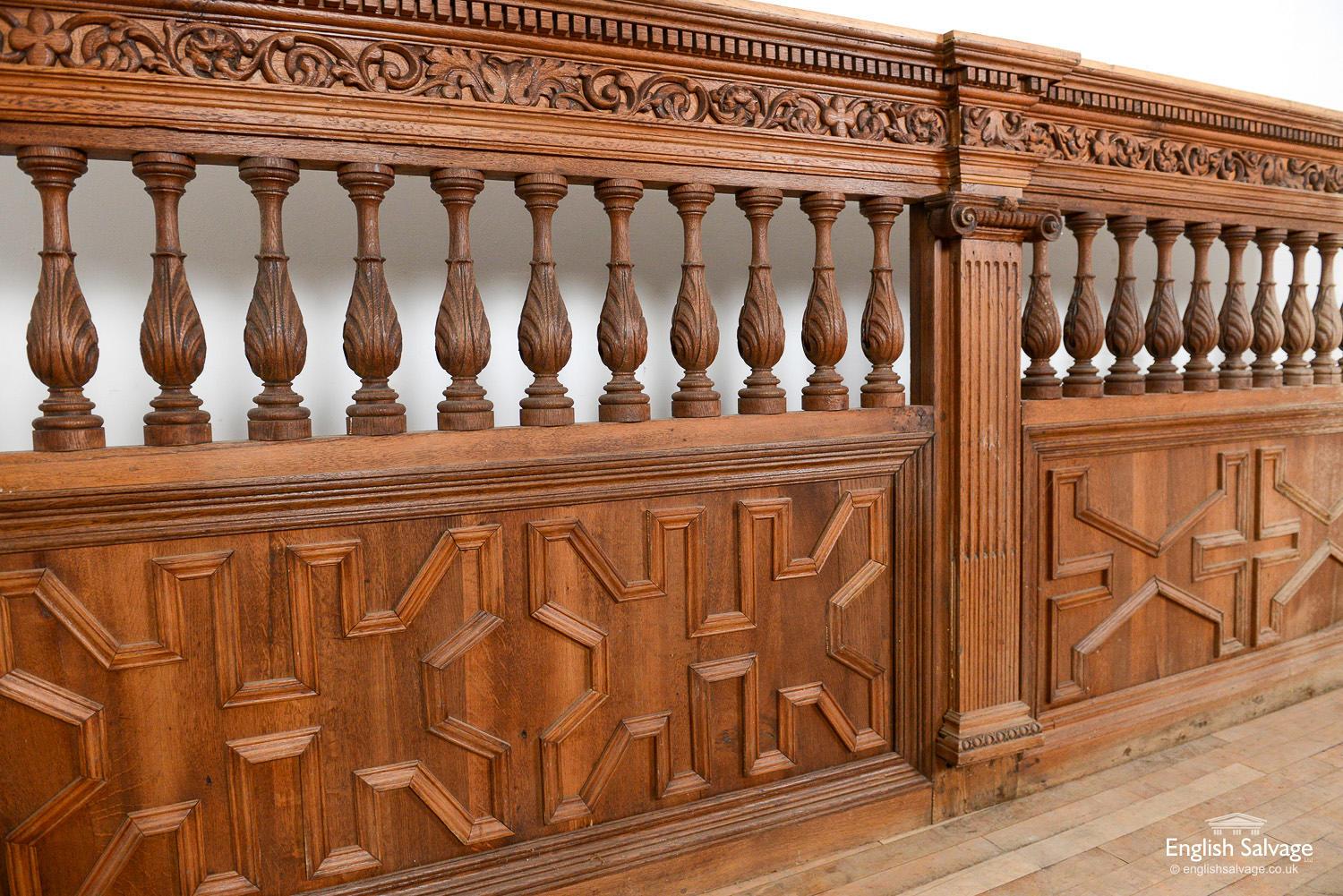 European Carved Oak Panels with Ionic Pillars, 19th Century For Sale