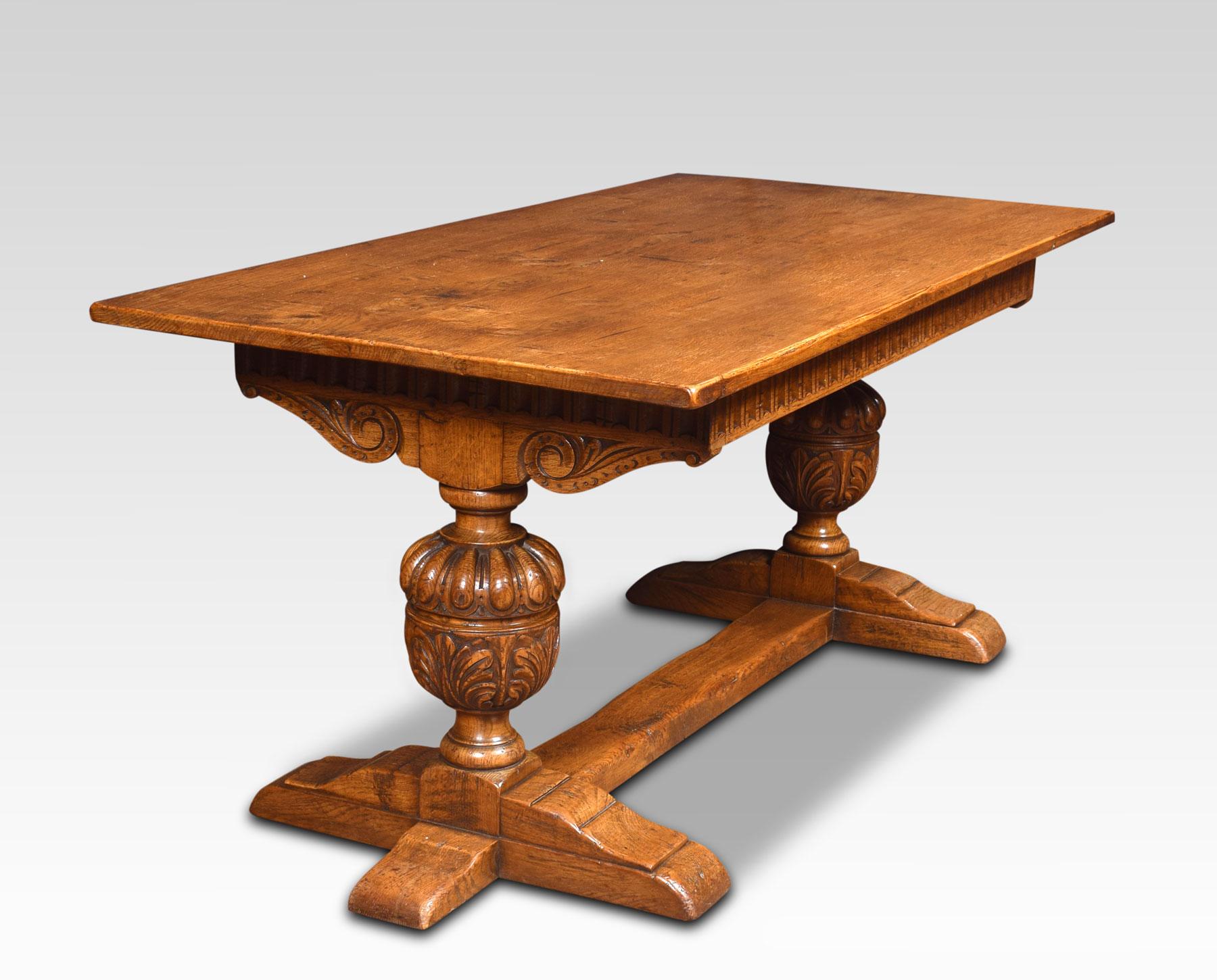 20th Century Carved Oak Refectory Table