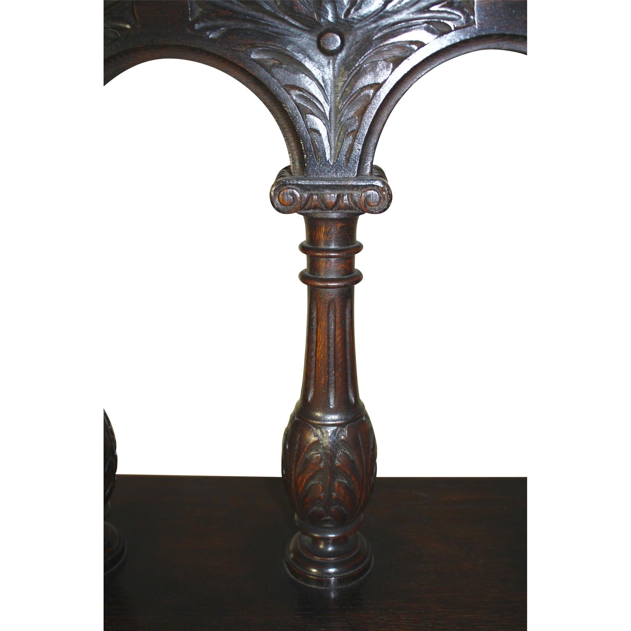 Carved Oak Renaissance Trestle Dining Table For Sale 2