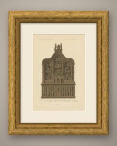 Carved Oak Retable of 1504 from Saint Bavon, Ghent, Antique Print, 1851