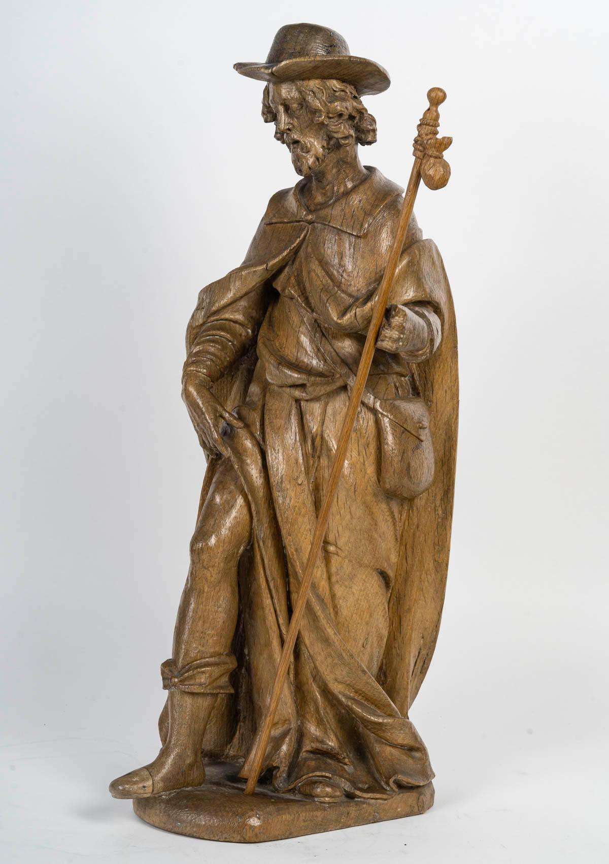 Luigi XV Scultura in Oak intagliata di un santo, XVIII secolo, Saint Louis XV. in vendita