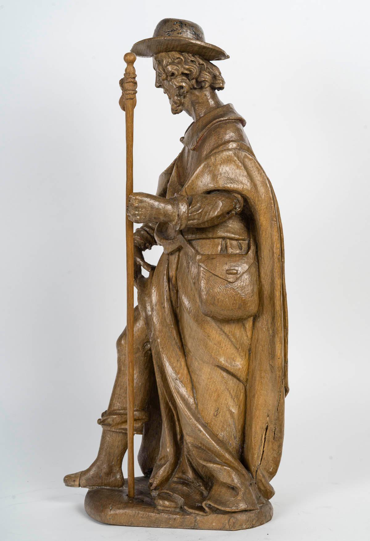 Francese Scultura in Oak intagliata di un santo, XVIII secolo, Saint Louis XV. in vendita