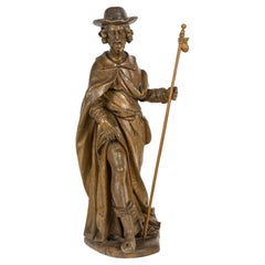 Antique Carved Oak Sculpture of a Saint, 18th Century, Louis XV.