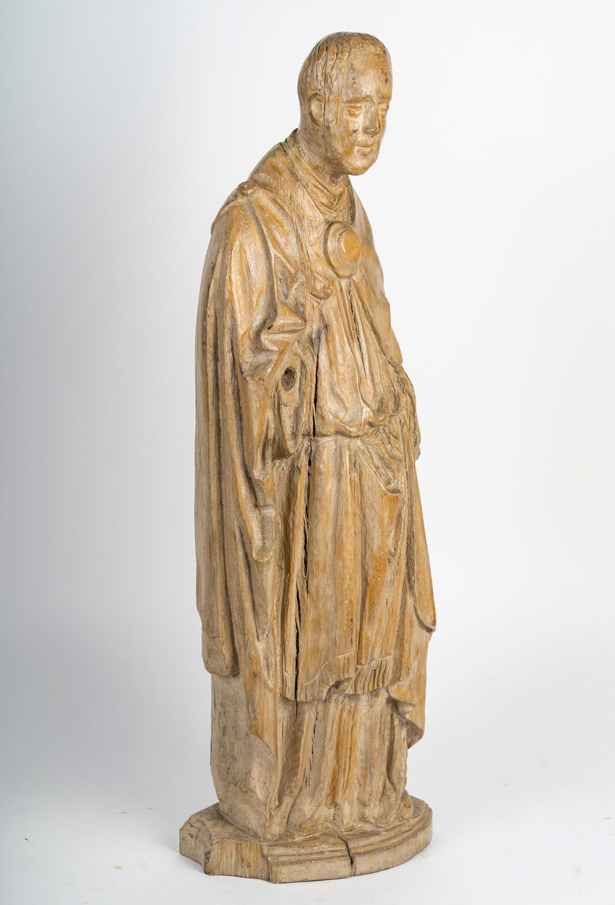 Intagliato Scultura in Oak intagliata raffigurante Saint Louis de Gonzague, XVIII secolo. in vendita