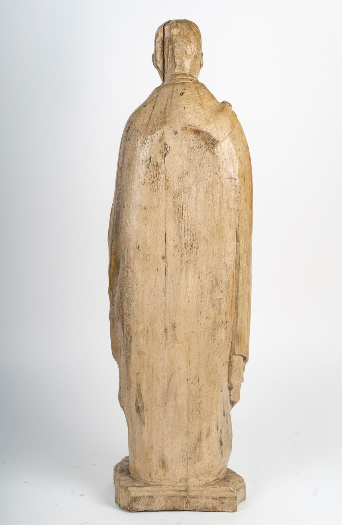 Fino al XVIII secolo Scultura in Oak intagliata raffigurante Saint Louis de Gonzague, XVIII secolo. in vendita