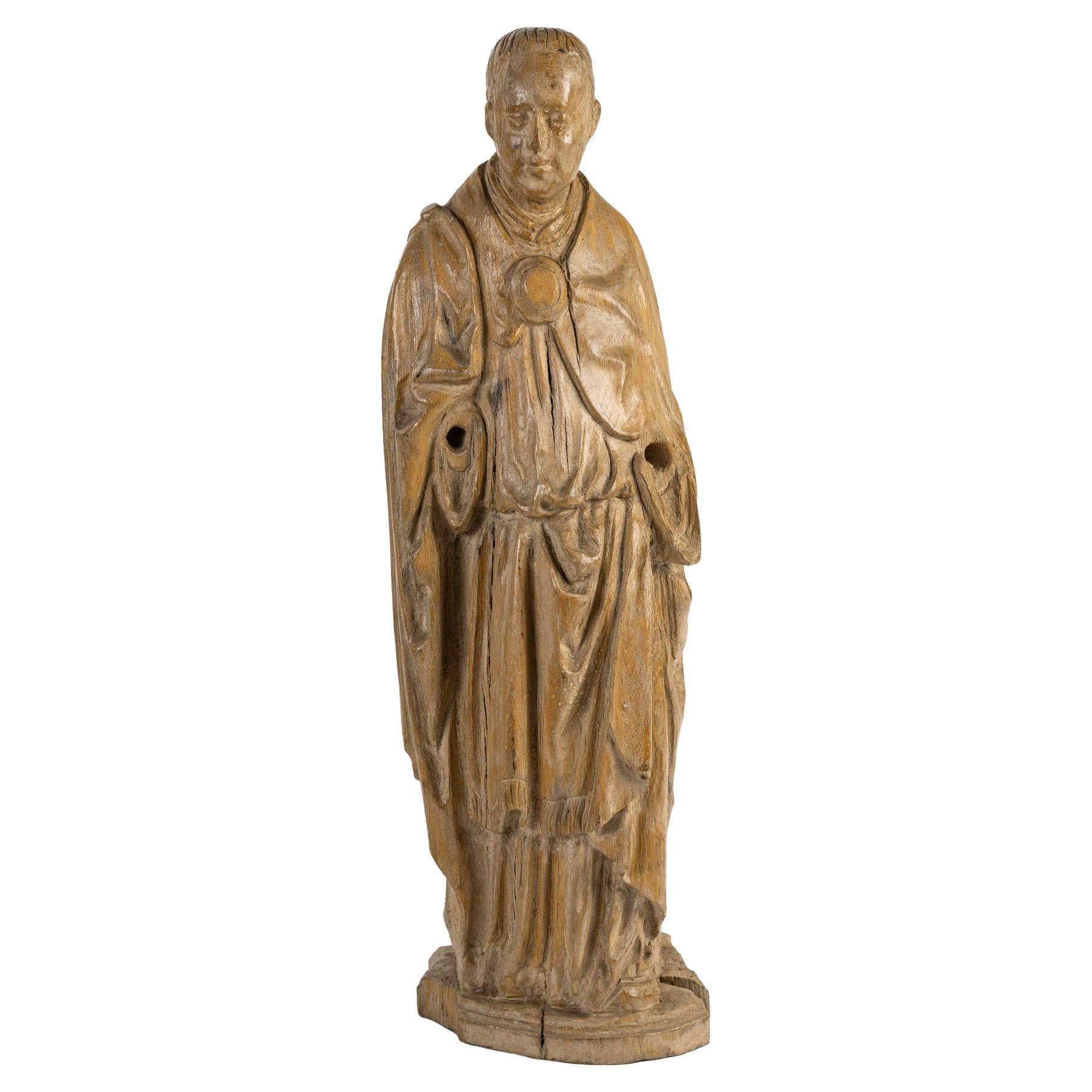 Escultura de roble tallado que representa a Saint Louis de Gonzague, siglo XVIII.