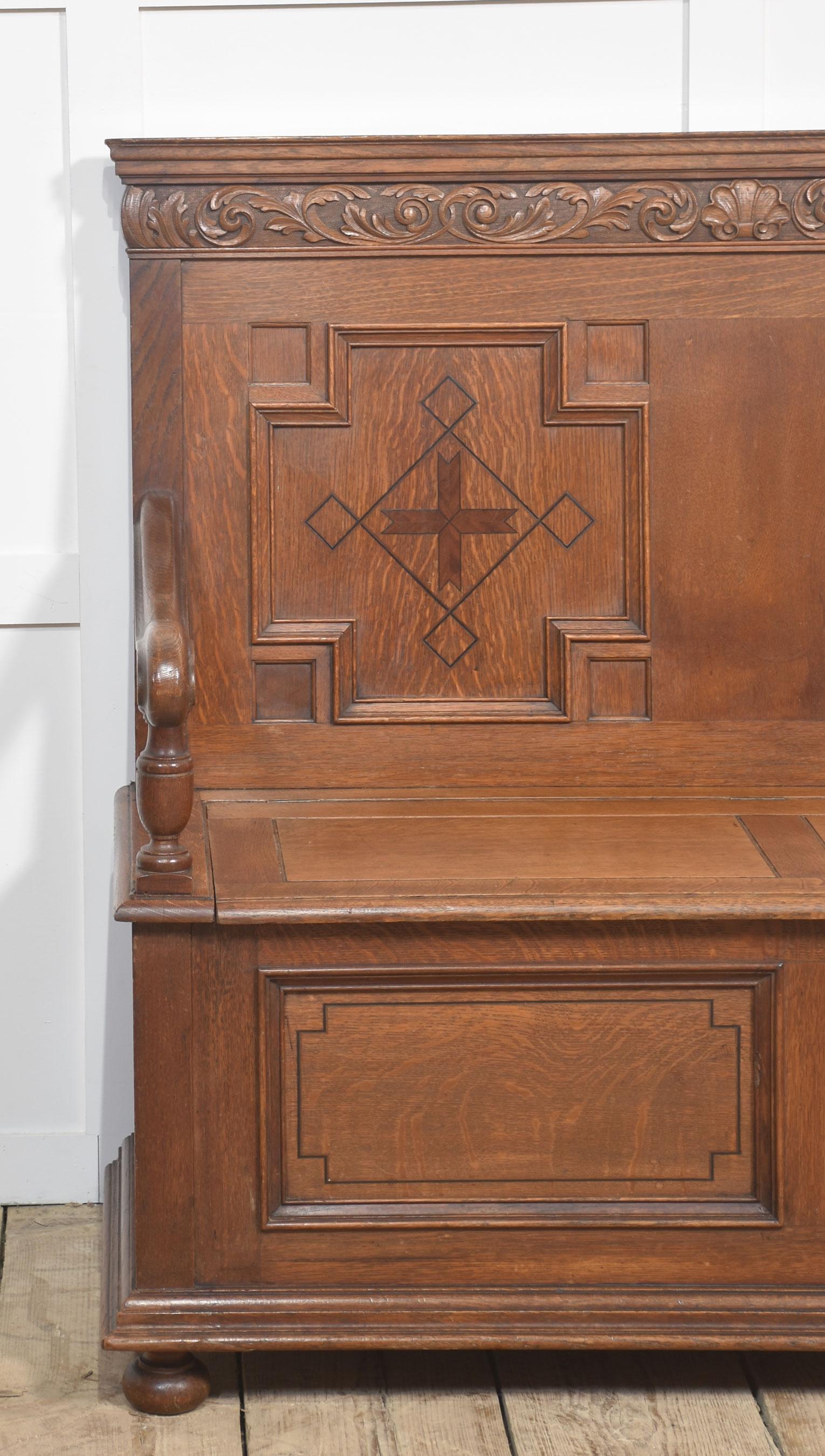 20th Century Carved Oak Settle For Sale
