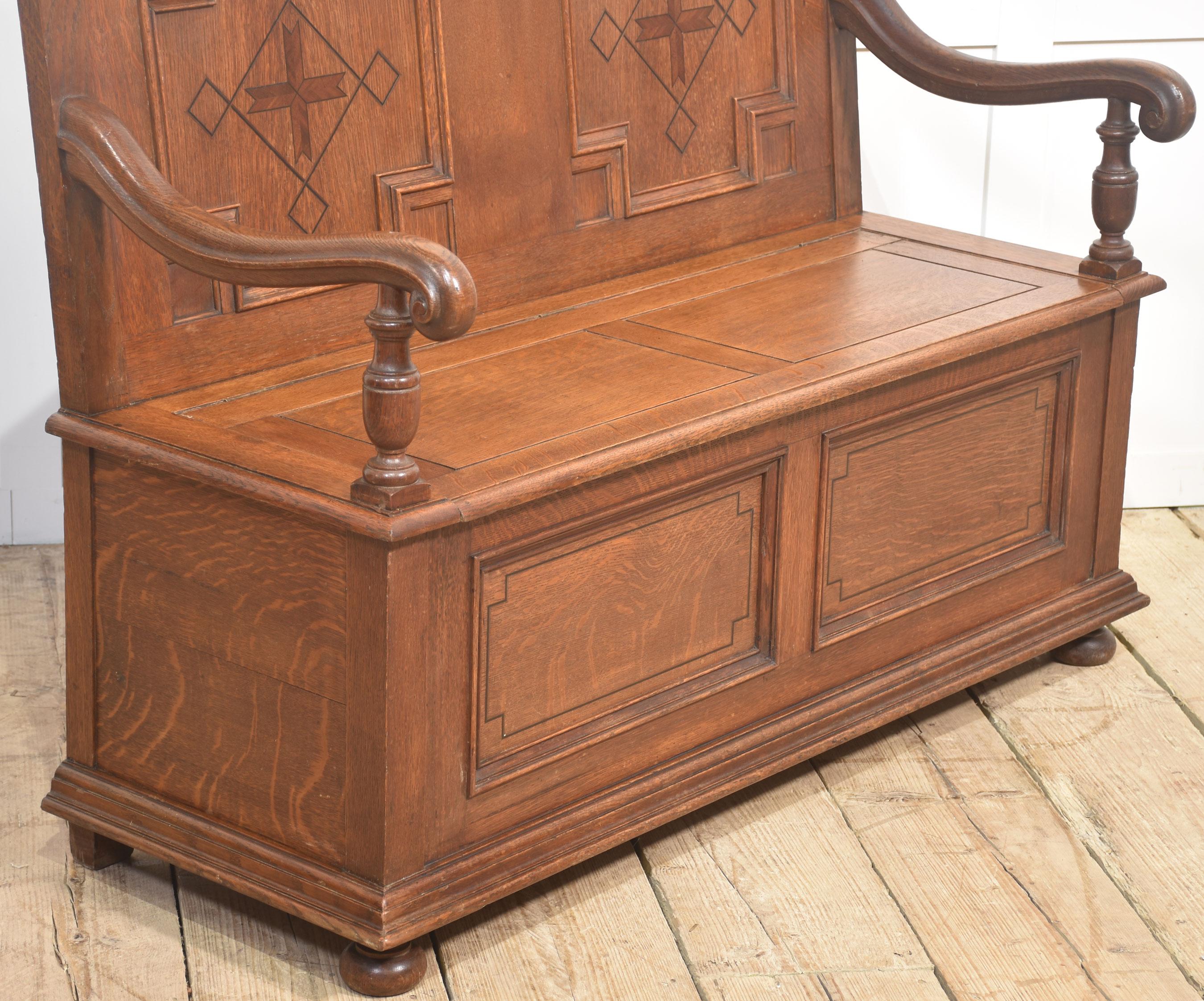 Carved Oak Settle For Sale 3