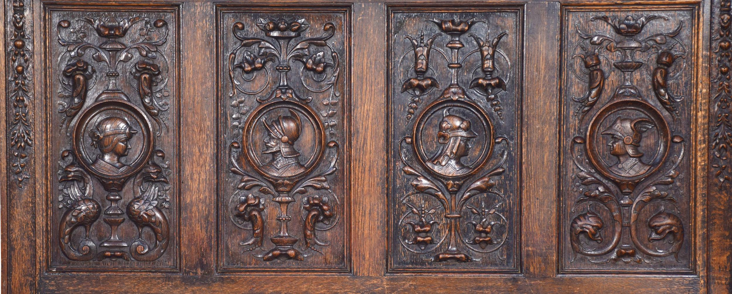 British Carved Oak Settle in the 17th Century Style