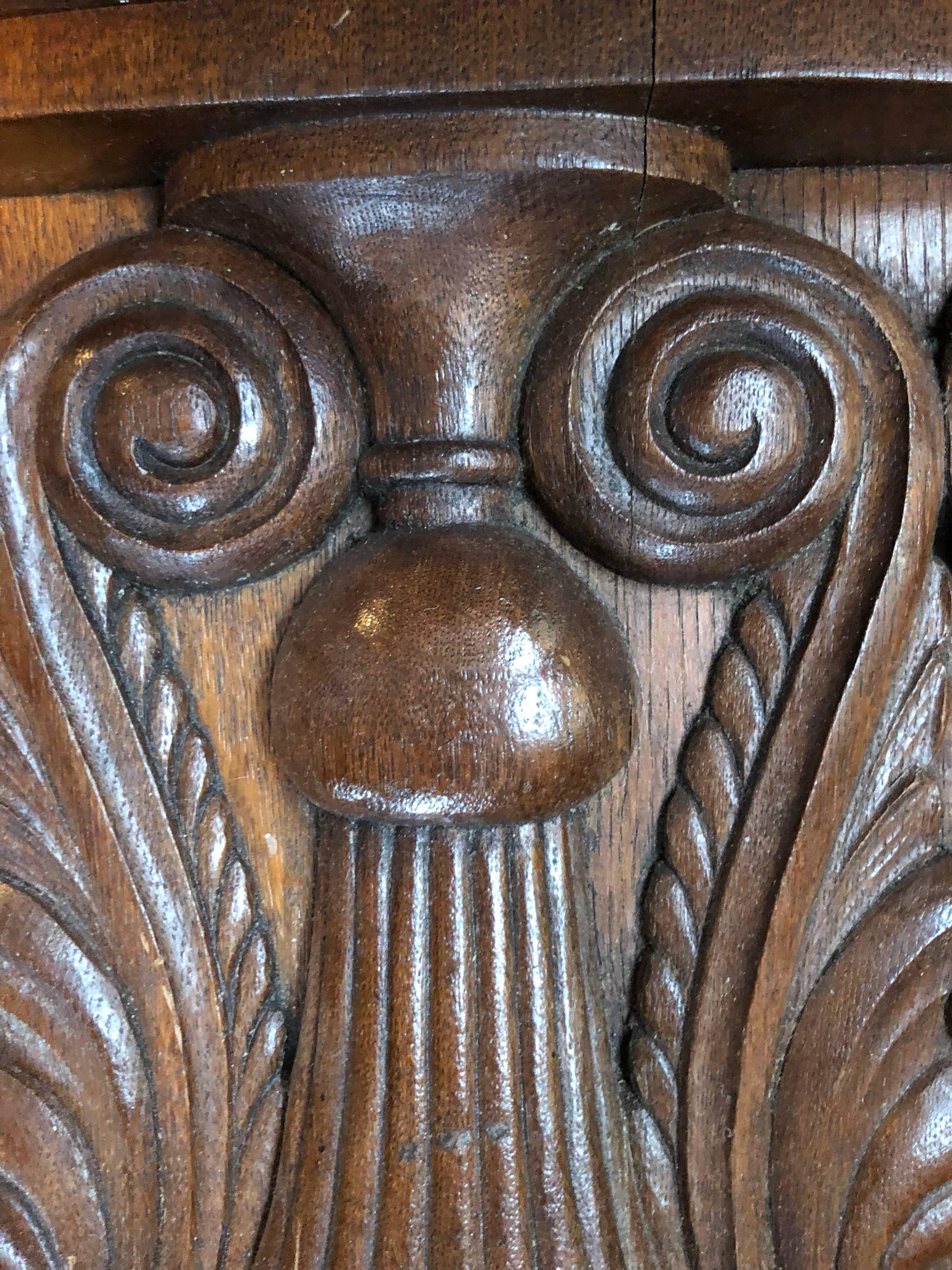 Hand-Carved Carved Oak Shelf