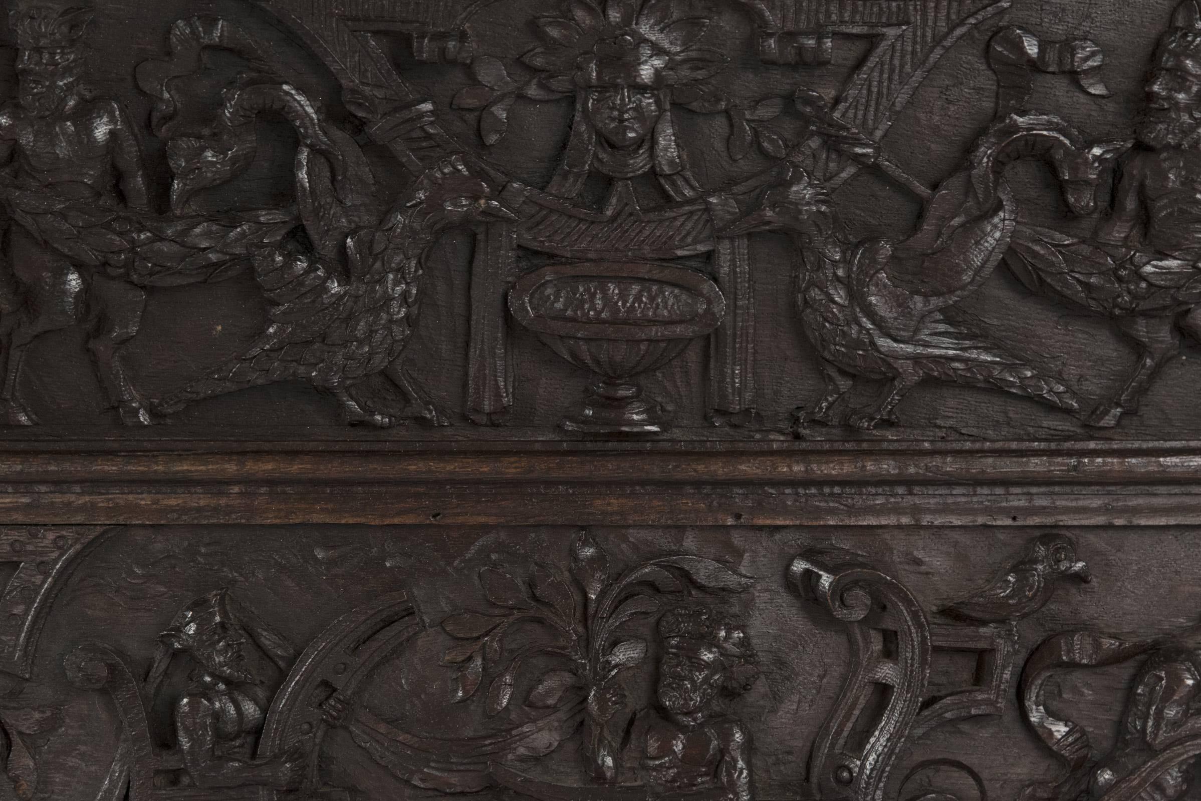 French Carved Oak Shelf with Harvest Imagery