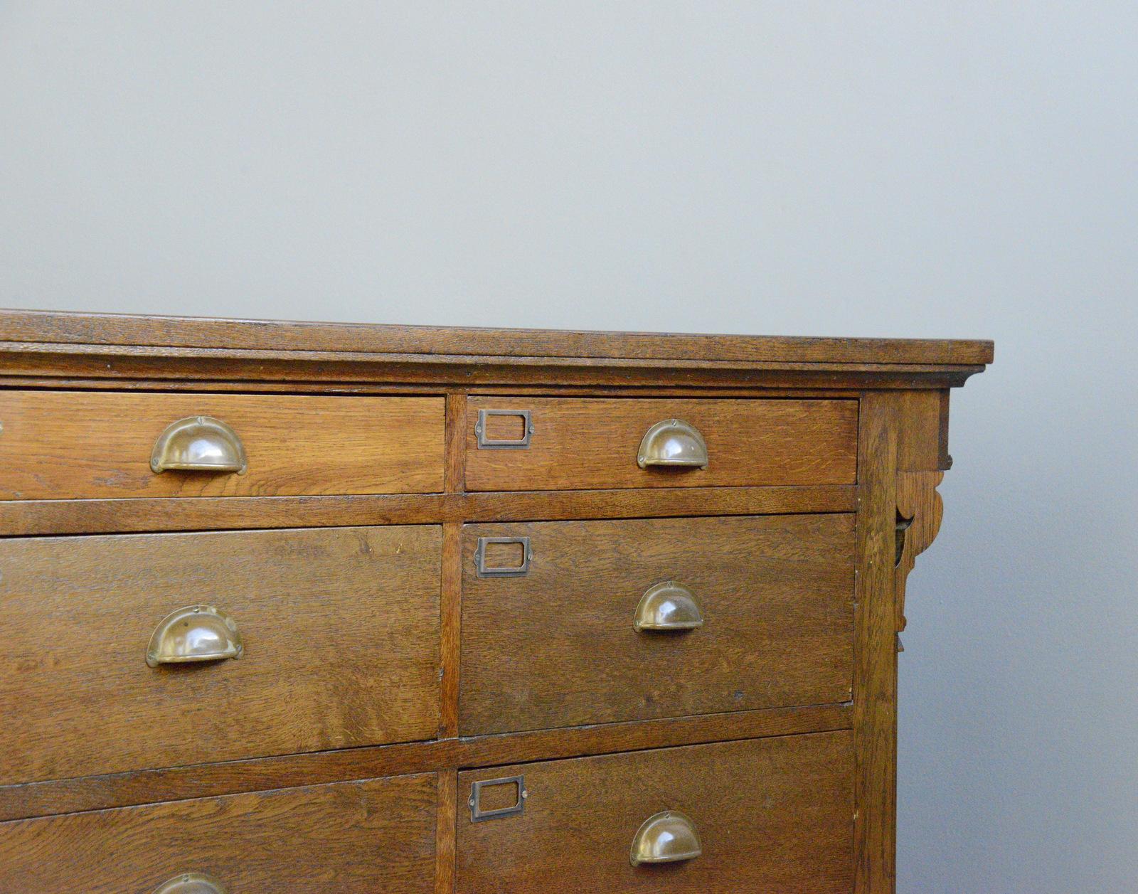 Carved Oak Shop Counter Drawers Circa 1910 3