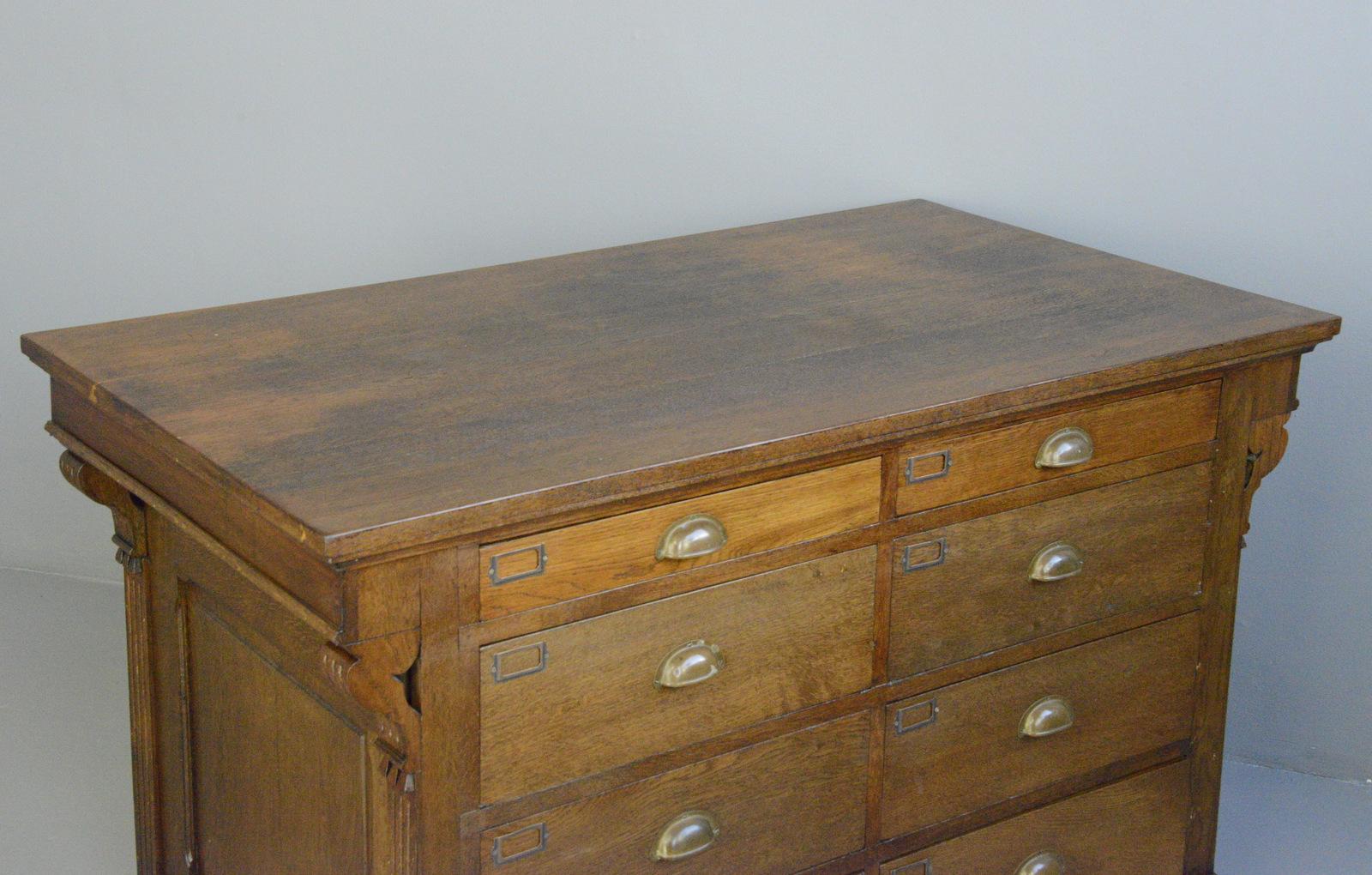 Carved Oak Shop Counter Drawers Circa 1910 5