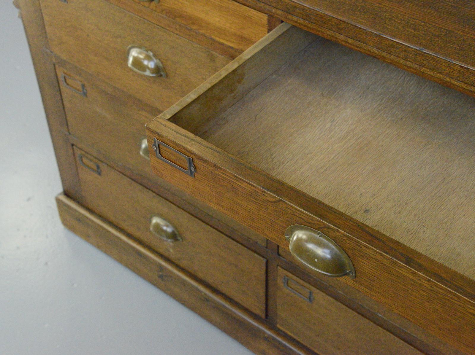 Carved Oak Shop Counter Drawers Circa 1910 6