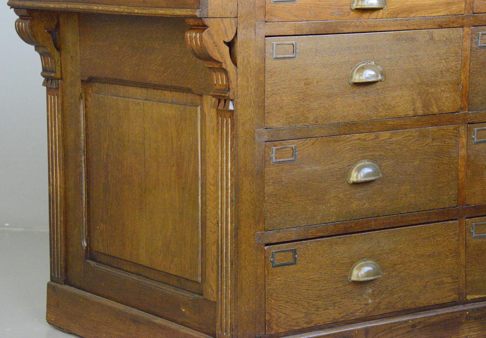 Carved Oak Shop Counter Drawers Circa 1910 2
