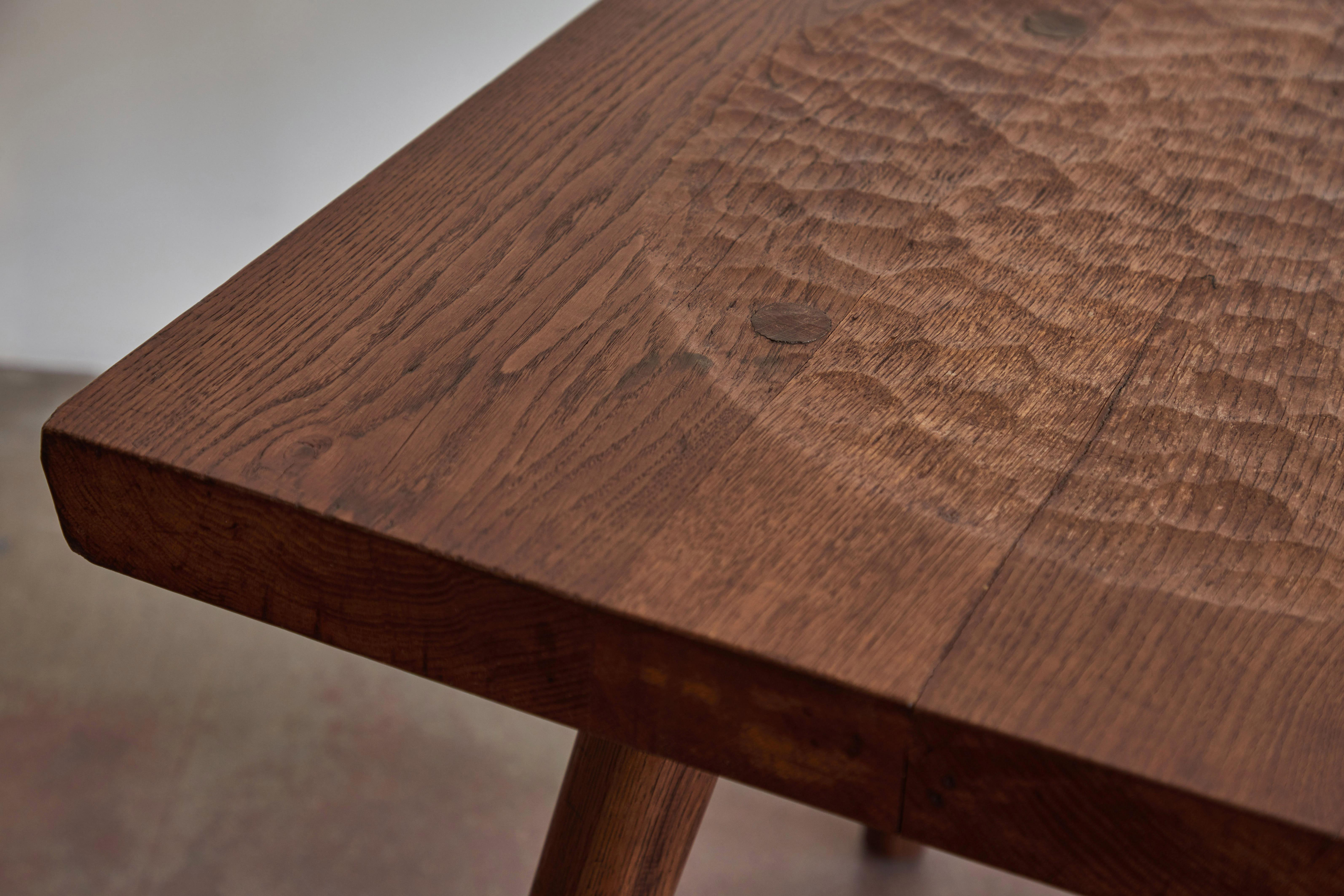 Carved Oak Side Table by Jean Touret and the Artisans of Marolles 1