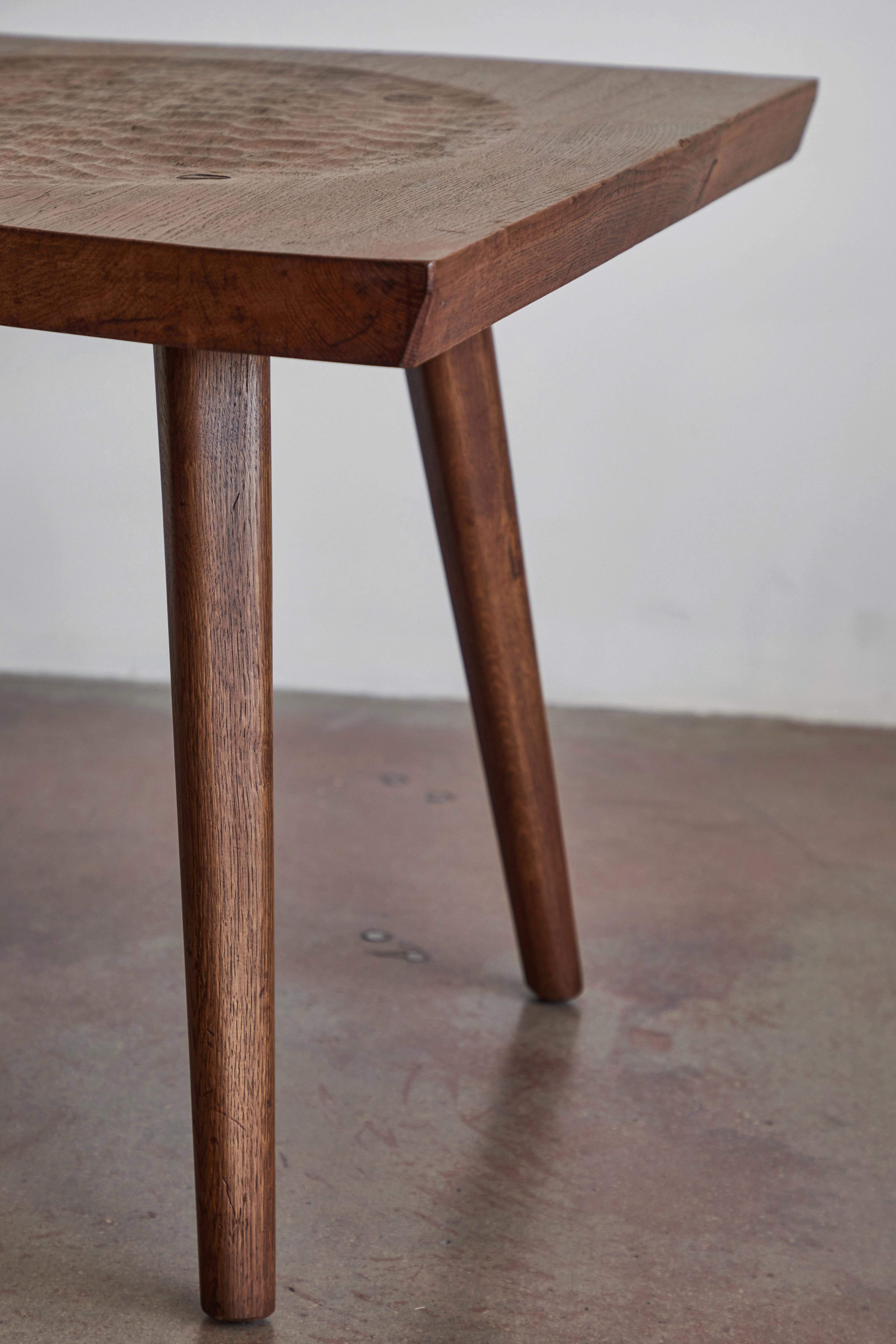 Carved Oak Side Table by Jean Touret and the Artisans of Marolles 2