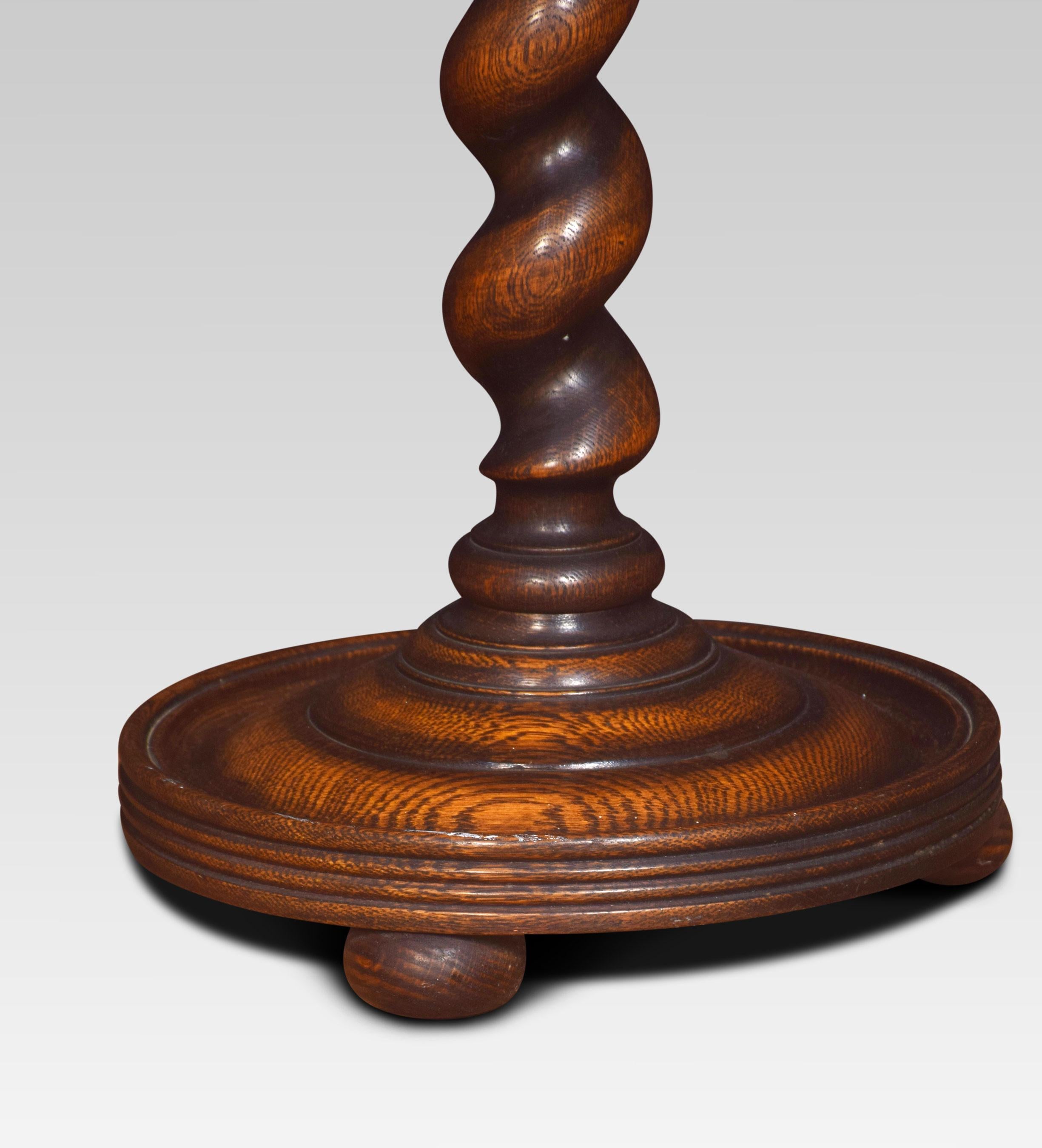 British Carved Oak Standard Lamp