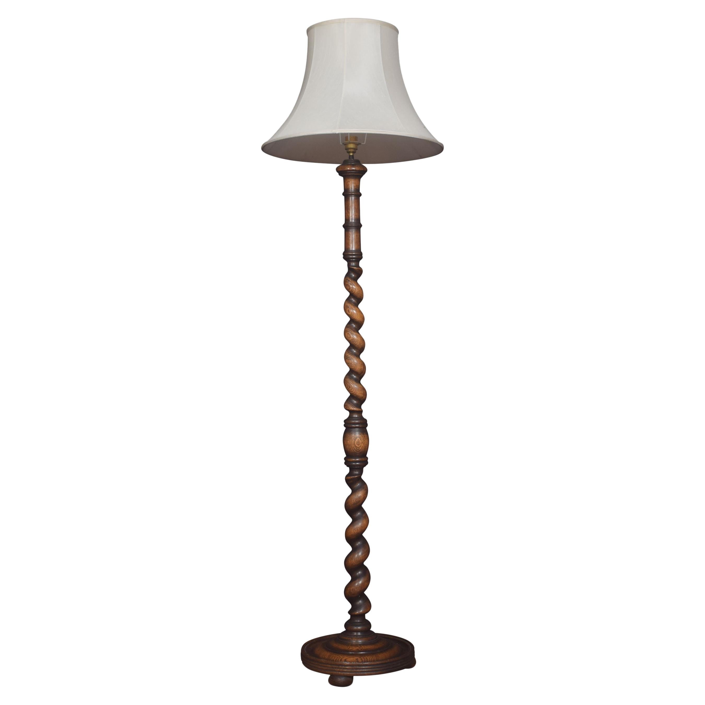 Carved Oak Standard Lamp