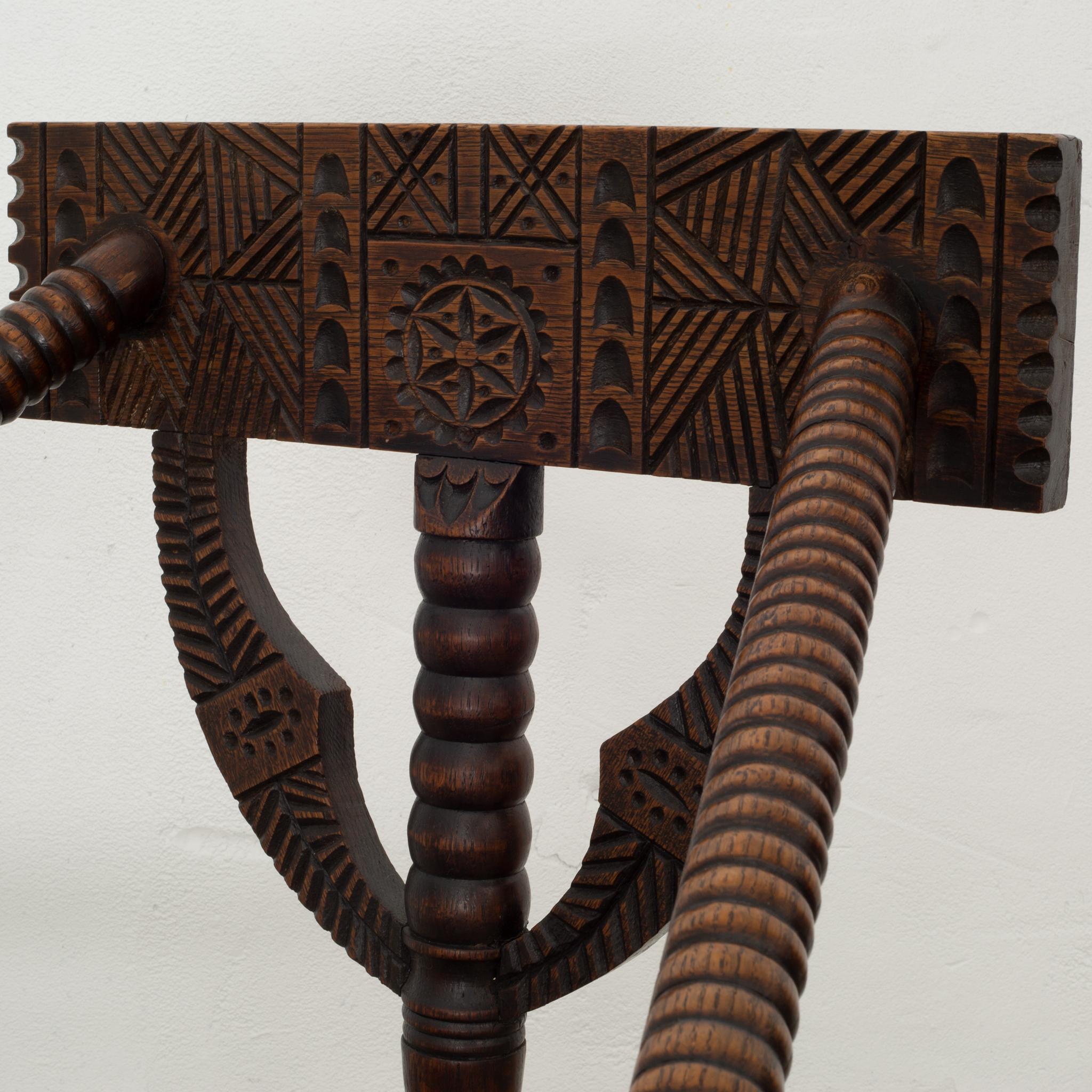 20th Century Carved Oak Swedish Monk Chair, circa 1950