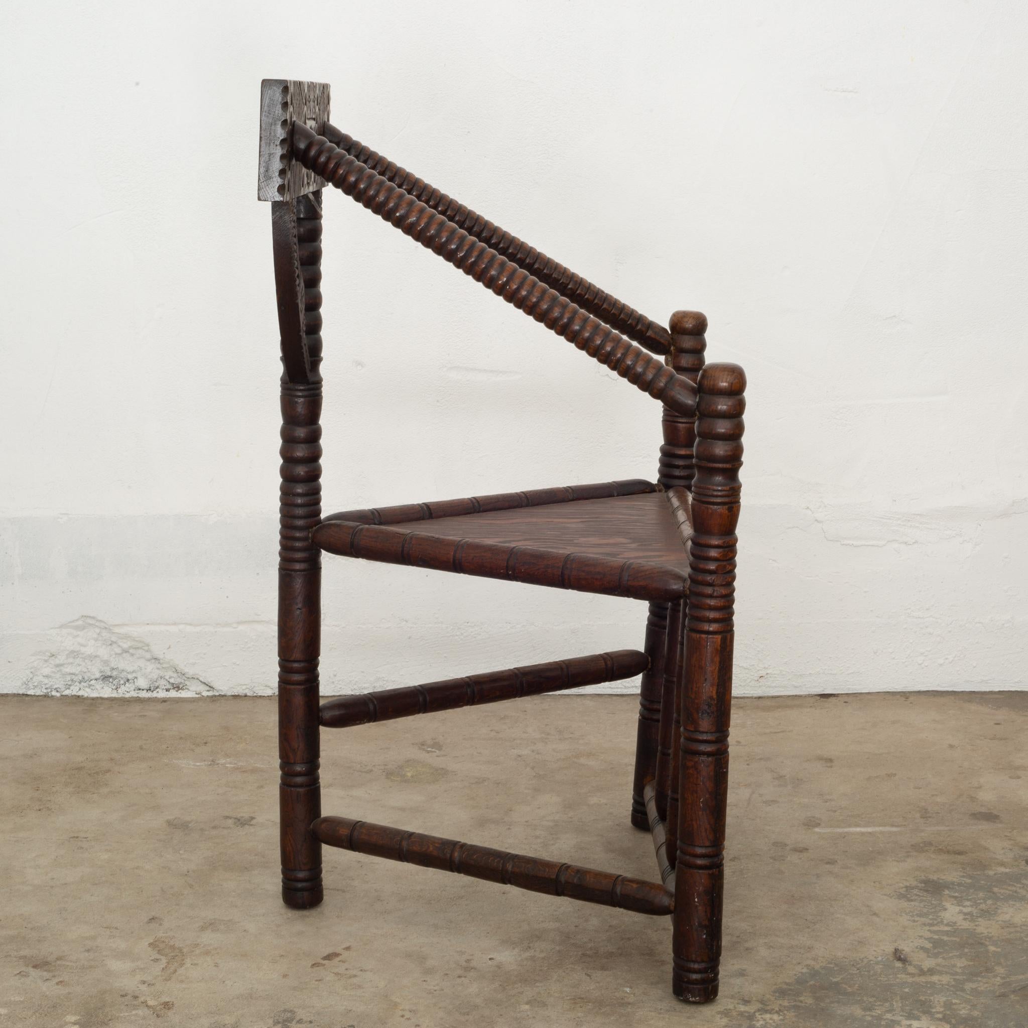 Carved Oak Swedish Monk Chair, circa 1950 1