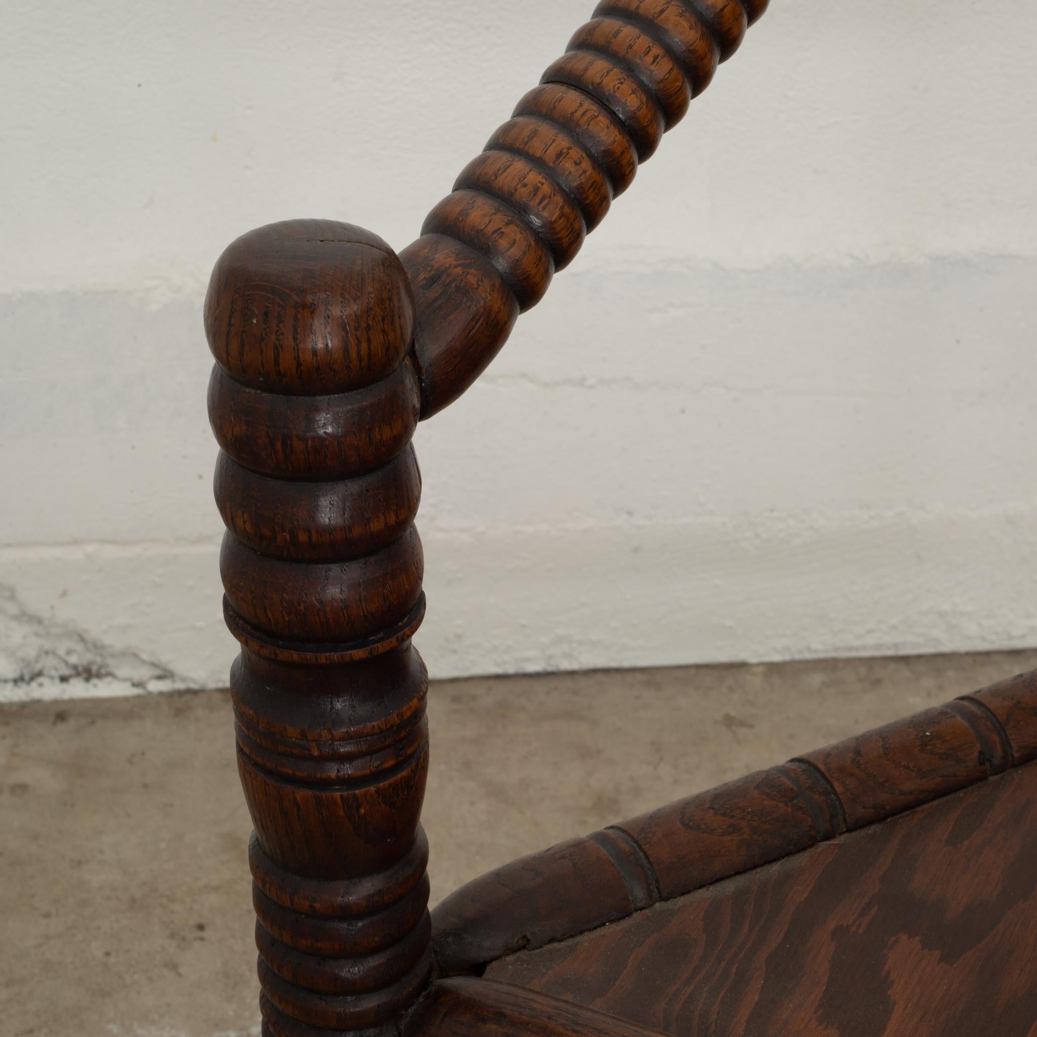 Carved Oak Swedish Monk Chair, circa 1950 2