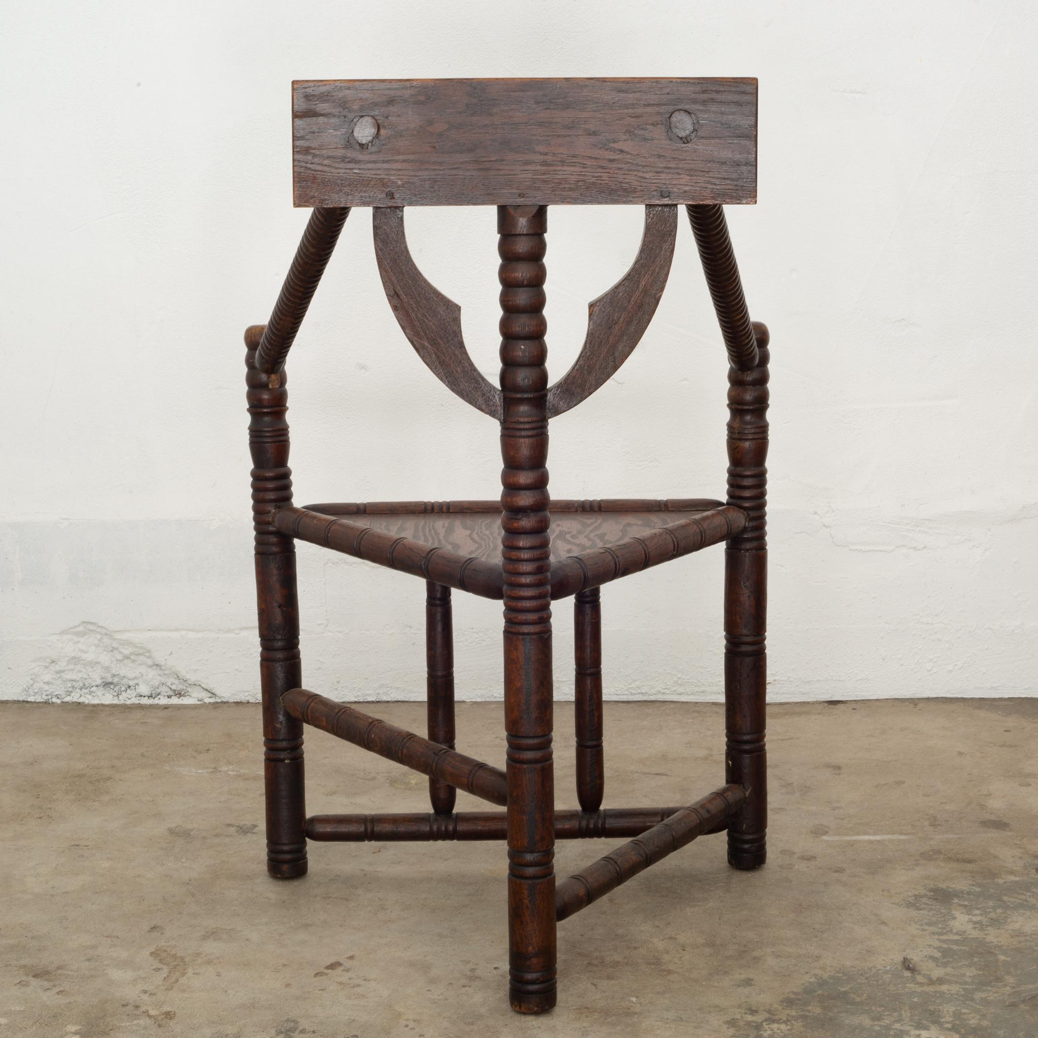 Carved Oak Swedish Monk Chair, circa 1950 In Good Condition In San Francisco, CA
