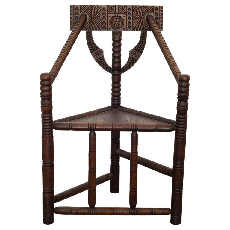Carved Oak Swedish Monk Chair, circa 1950 For Sale at 1stDibs