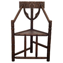 Carved Oak Swedish Monk Chair, circa 1950
