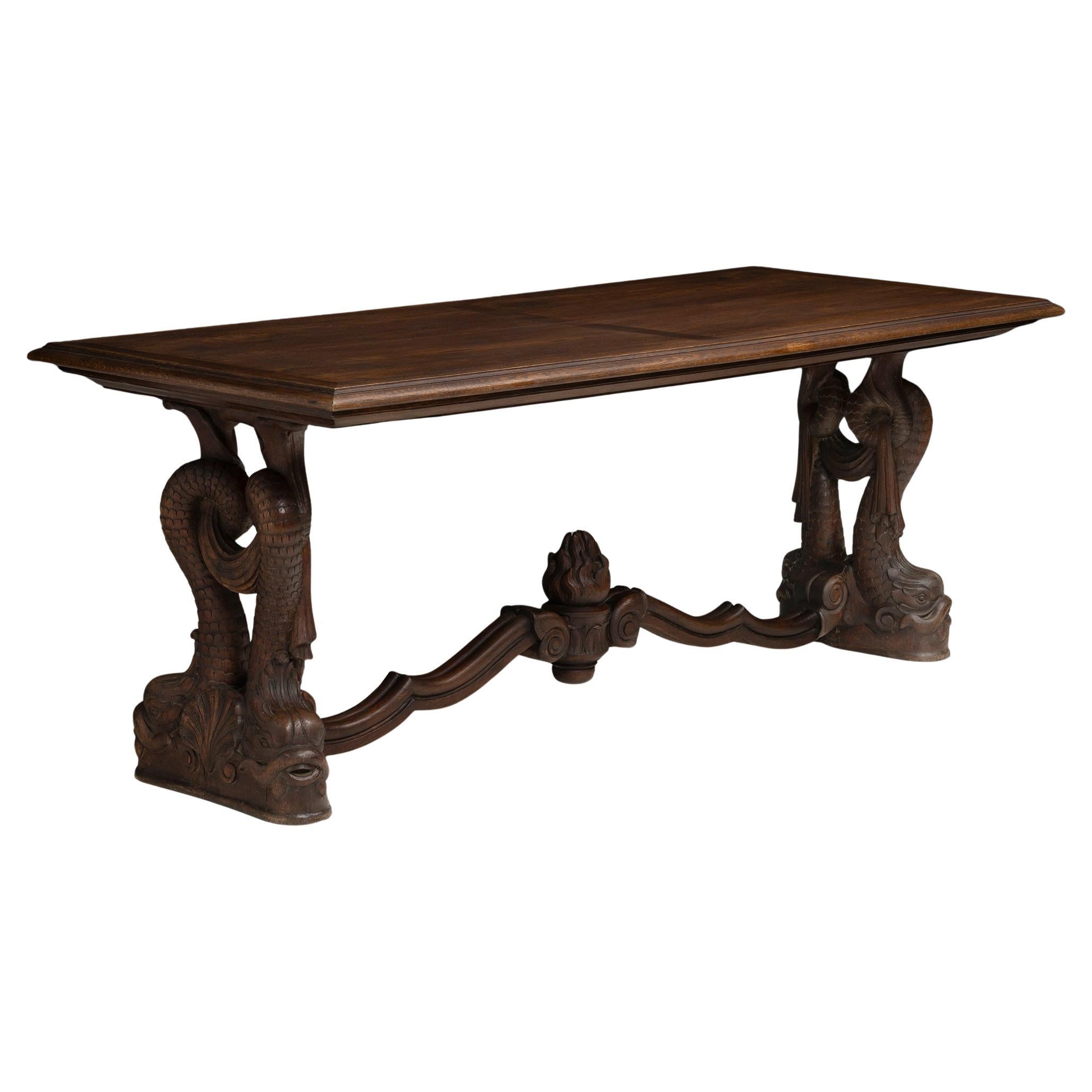 Carved Oak Table, England circa 1900