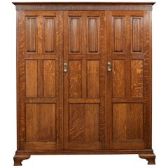 Carved Oak Three-Door Hall Robe